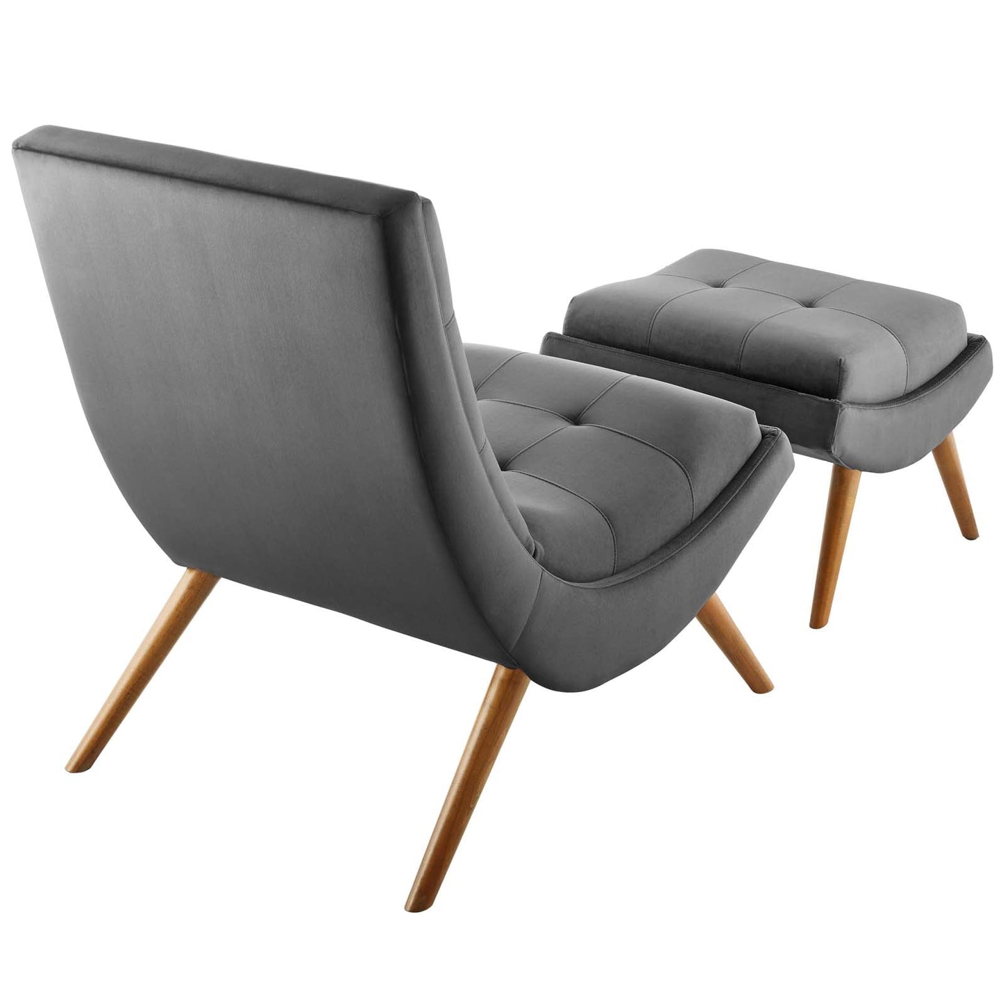 Modway Ramp Upholstered Performance Velvet Lounge Chair and Ottoman Set | Lounge Chairs | Modishstore-6