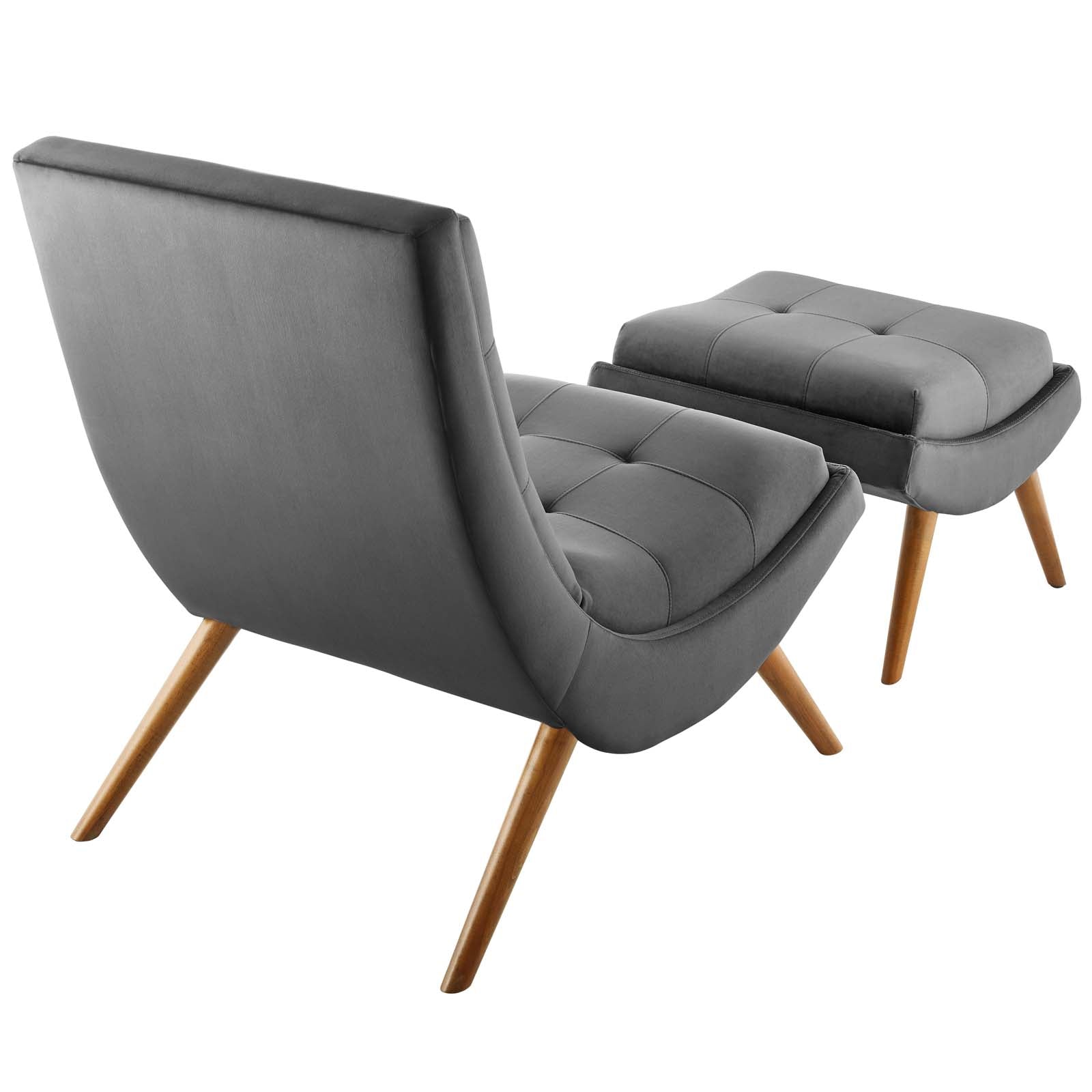 Modway Ramp Upholstered Performance Velvet Lounge Chair and Ottoman Set | Lounge Chairs | Modishstore-6
