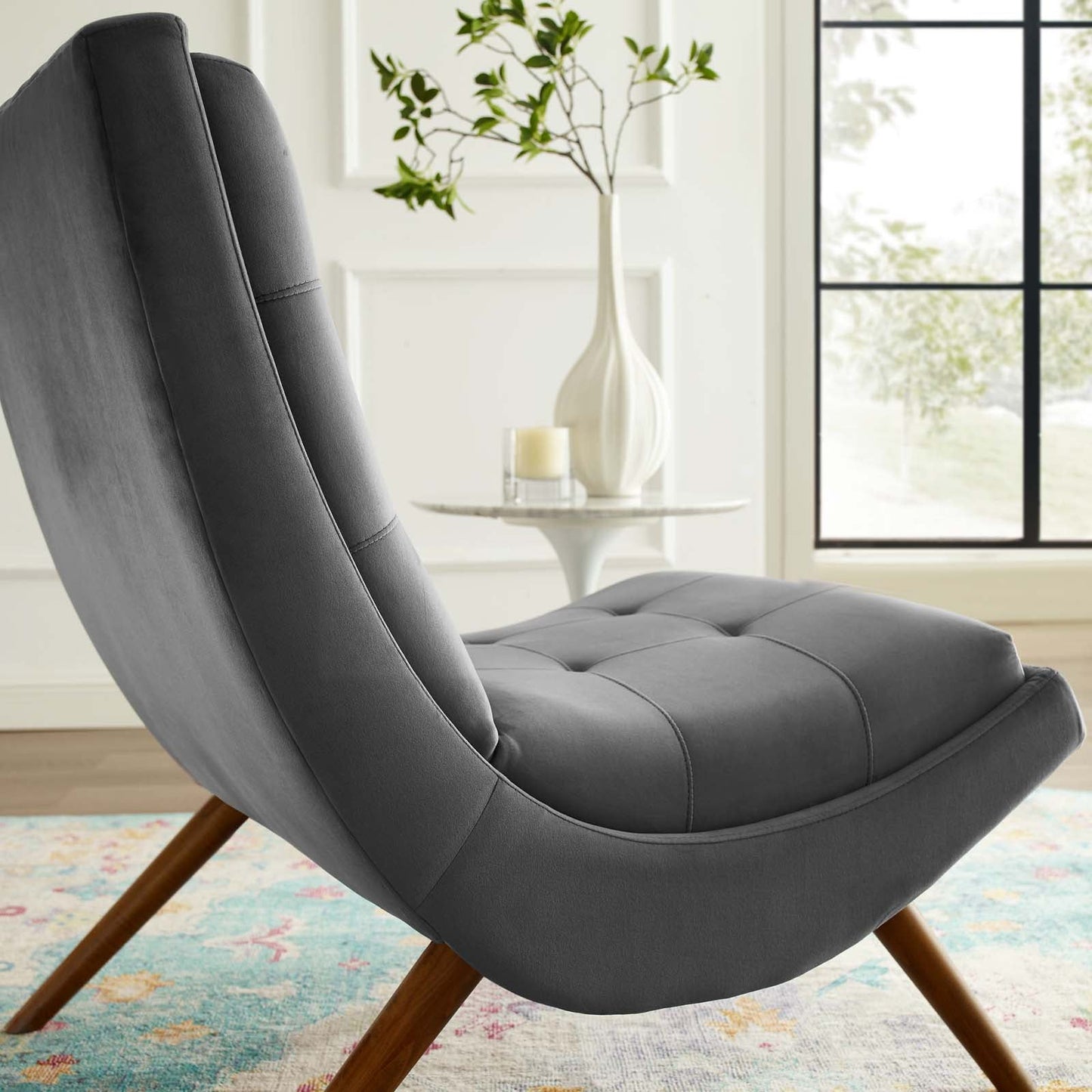 Modway Ramp Upholstered Performance Velvet Lounge Chair and Ottoman Set | Lounge Chairs | Modishstore-3