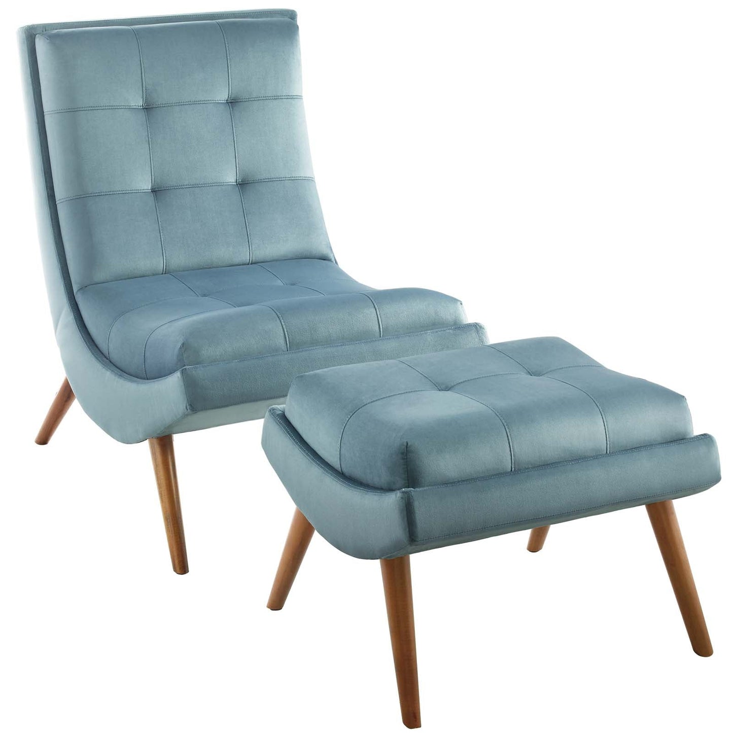 Modway Ramp Upholstered Performance Velvet Lounge Chair and Ottoman Set | Lounge Chairs | Modishstore-16