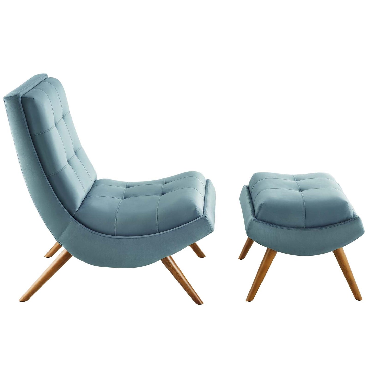 Modway Ramp Upholstered Performance Velvet Lounge Chair and Ottoman Set | Lounge Chairs | Modishstore-20