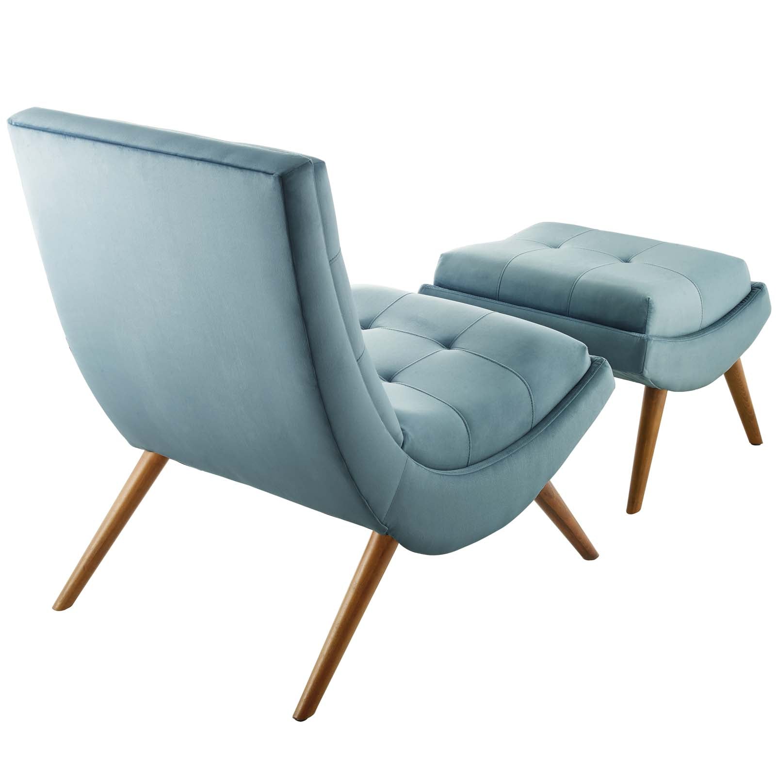 Modway Ramp Upholstered Performance Velvet Lounge Chair and Ottoman Set | Lounge Chairs | Modishstore-17