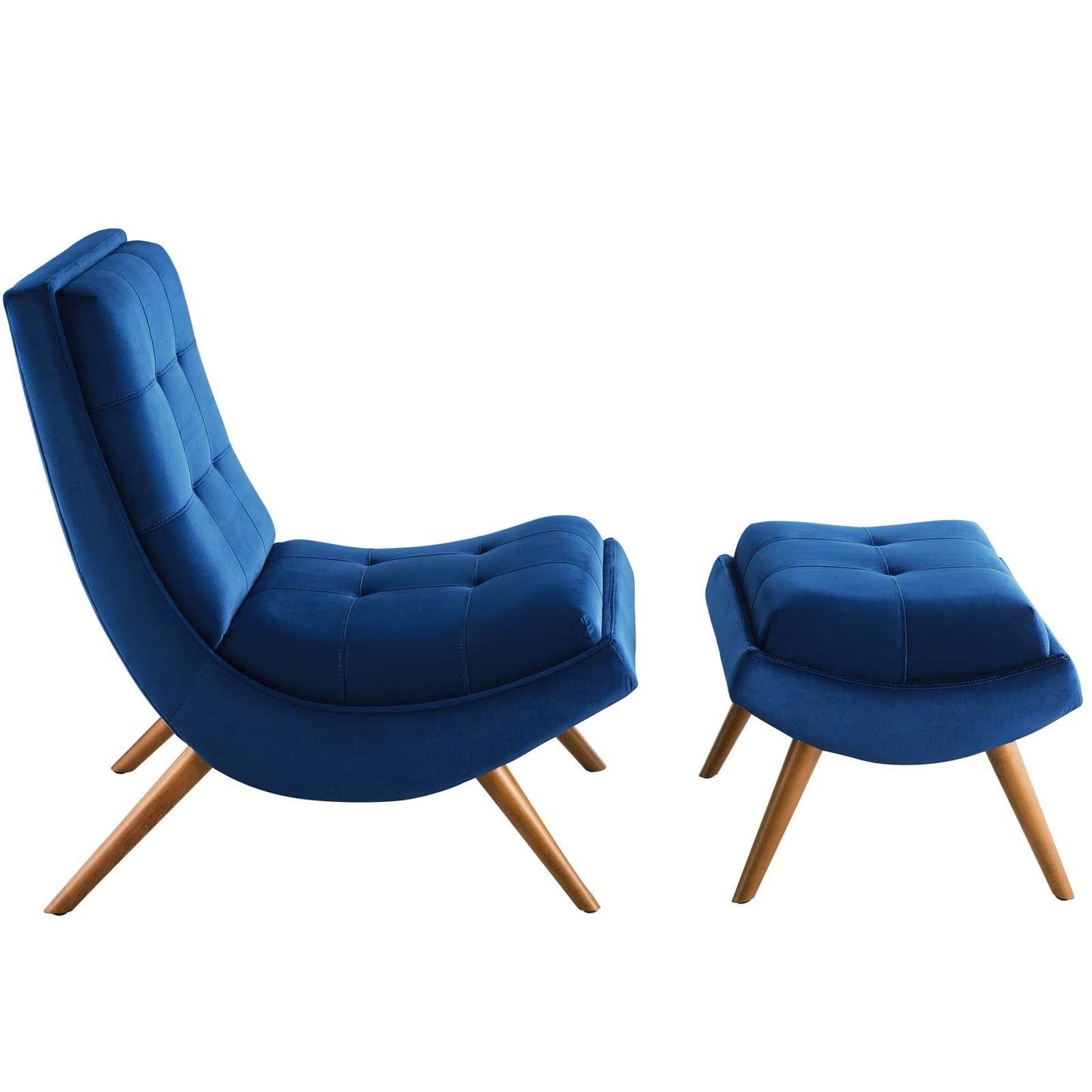 Modway Ramp Upholstered Performance Velvet Lounge Chair and Ottoman Set | Lounge Chairs | Modishstore-14