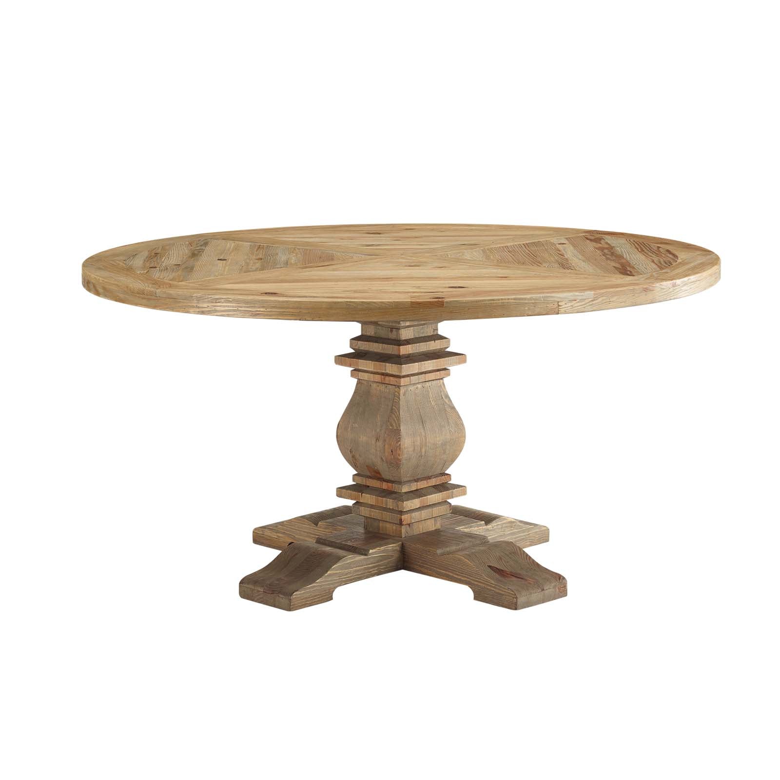 Modway Column 59" Round Pine Wood Dining Table | Dining Tables | 
