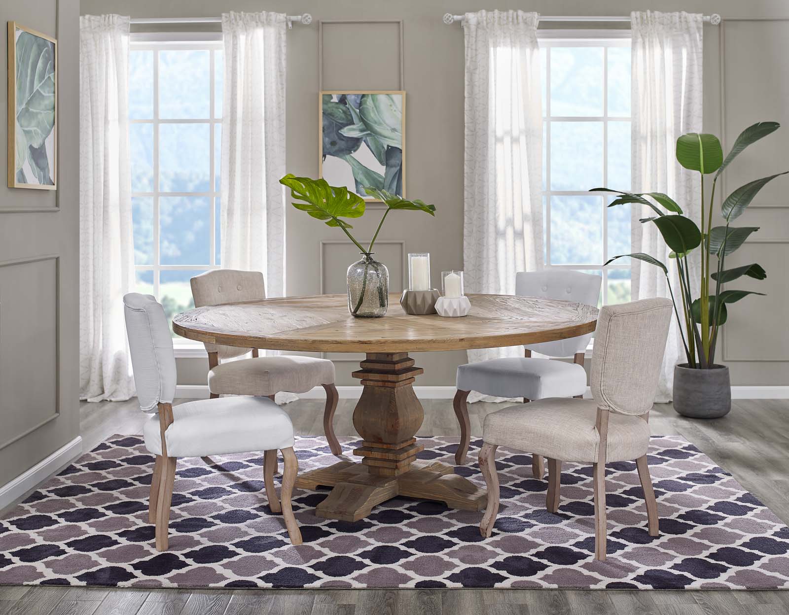 Modway Column 71" Round Pine Wood Dining Table | Dining Tables