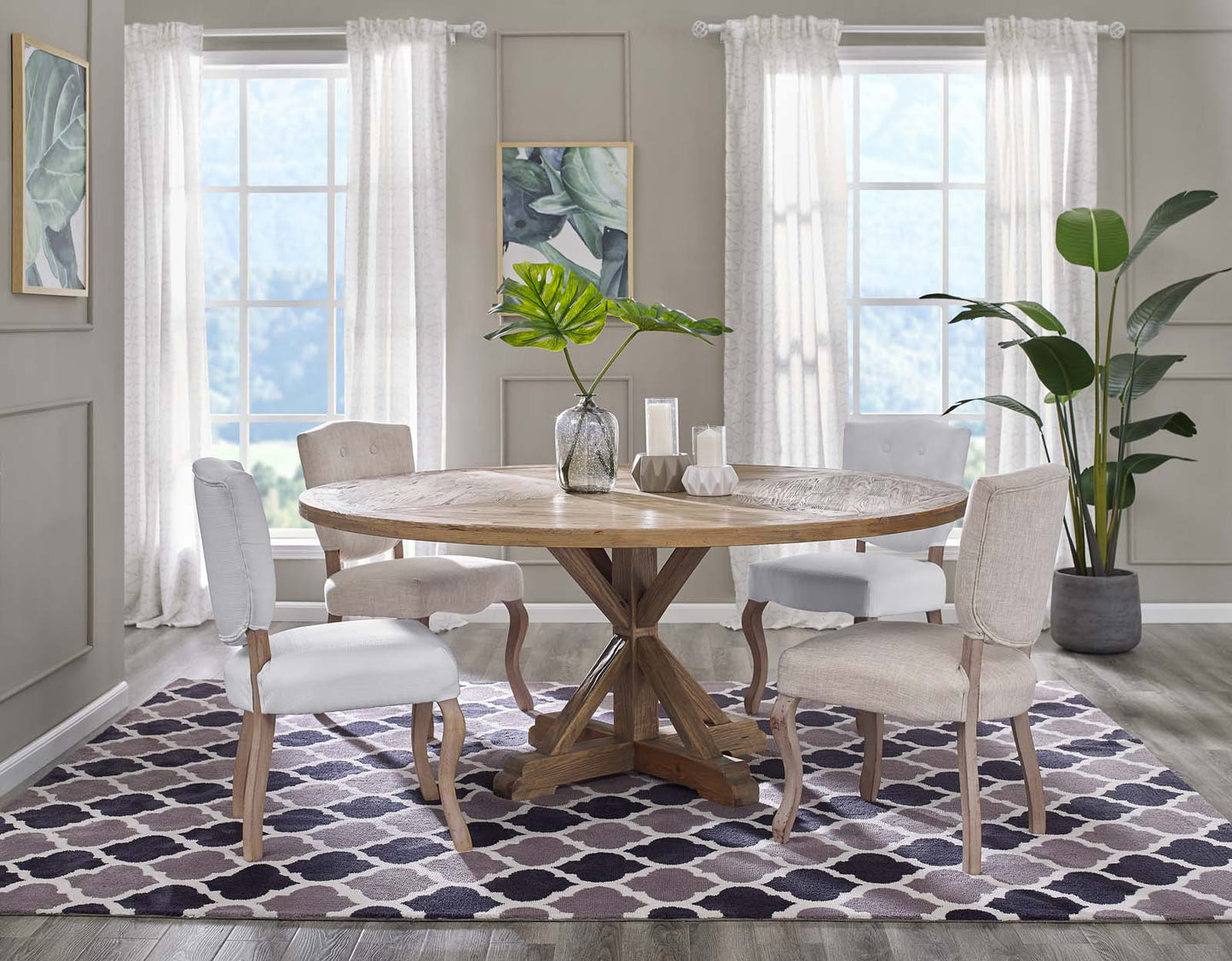 Modway Stitch 71" Round Pine Wood Dining Table | Dining Tables | Modishstore