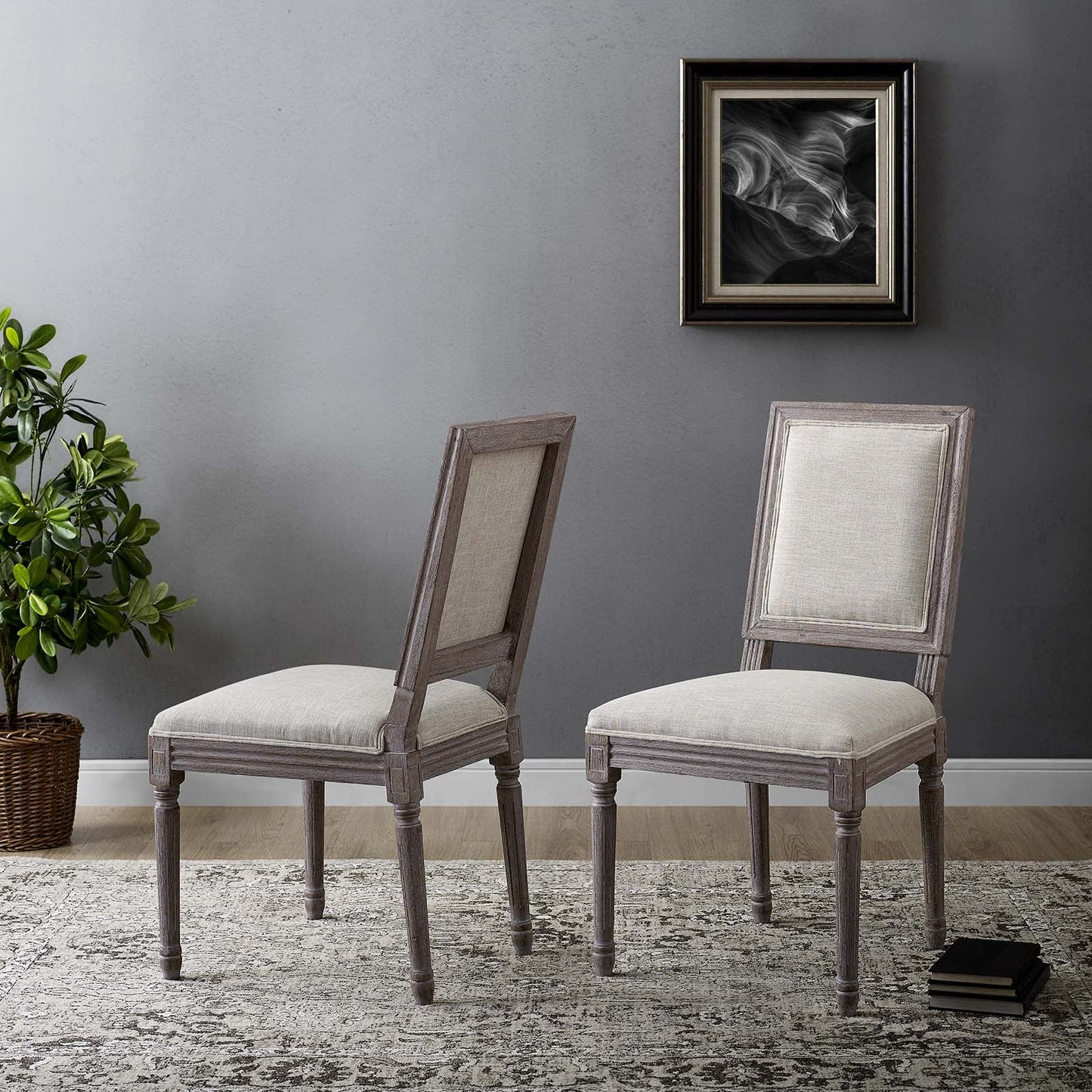 Modway Court Dining Side Chair Upholstered Fabric Set of 2 | Dining Chairs