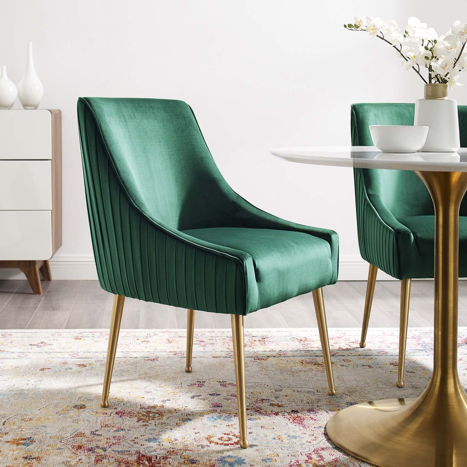 Modway Discern Pleated Back Upholstered Performance Velvet Dining Chair | Dining Chairs
