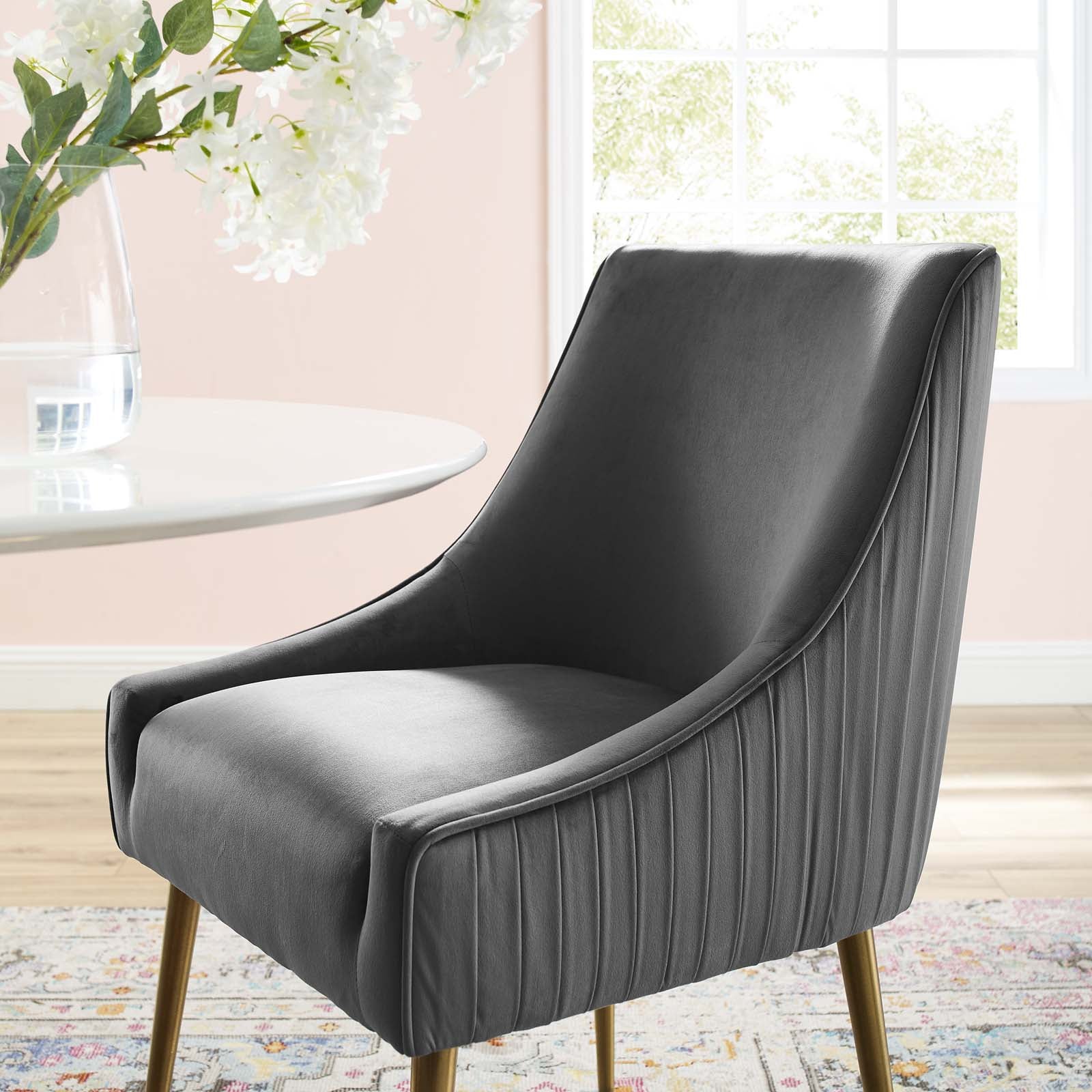 Modway Discern Pleated Back Upholstered Performance Velvet Dining Chair | Dining Chairs | 