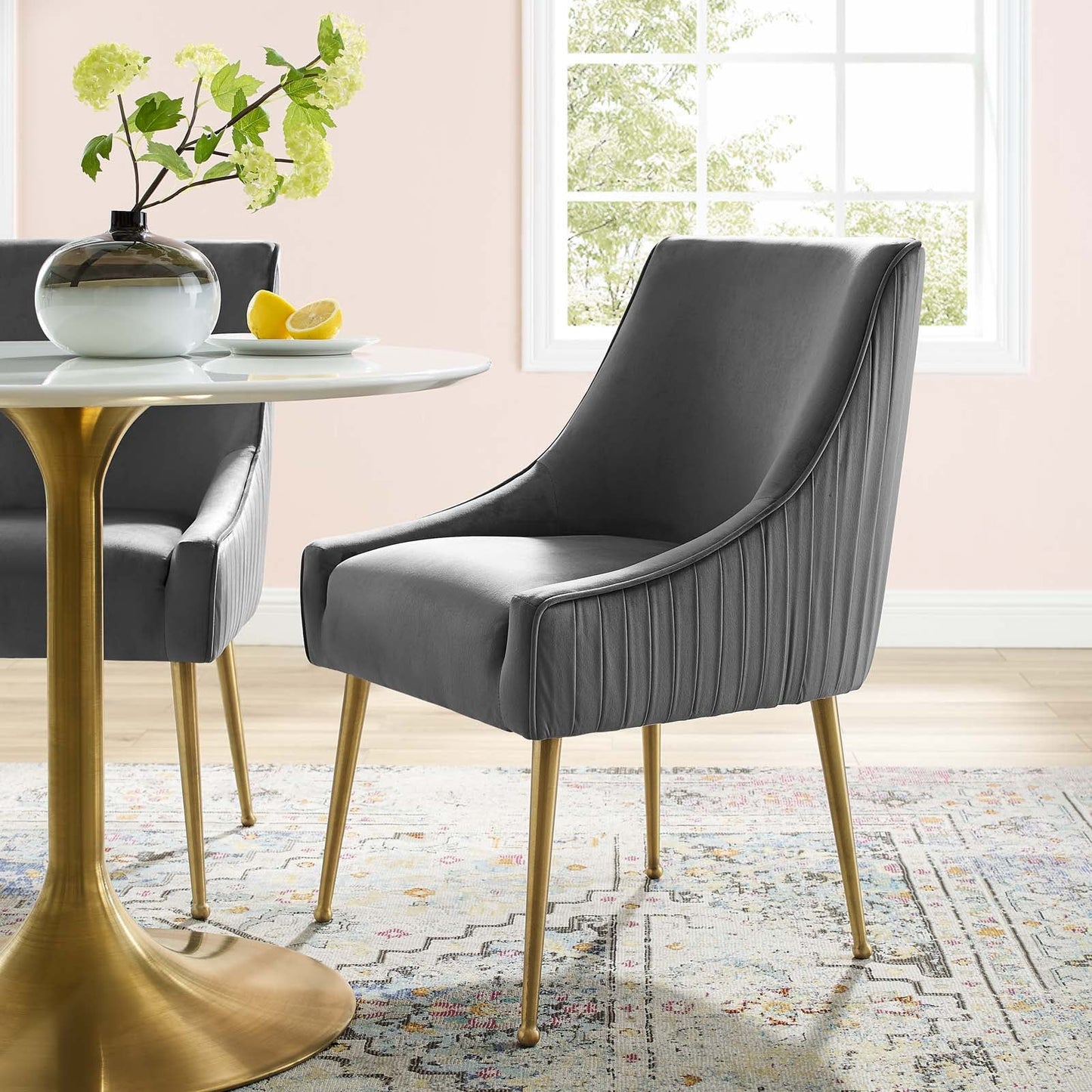 Modway Discern Pleated Back Upholstered Performance Velvet Dining Chair | Dining Chairs | 