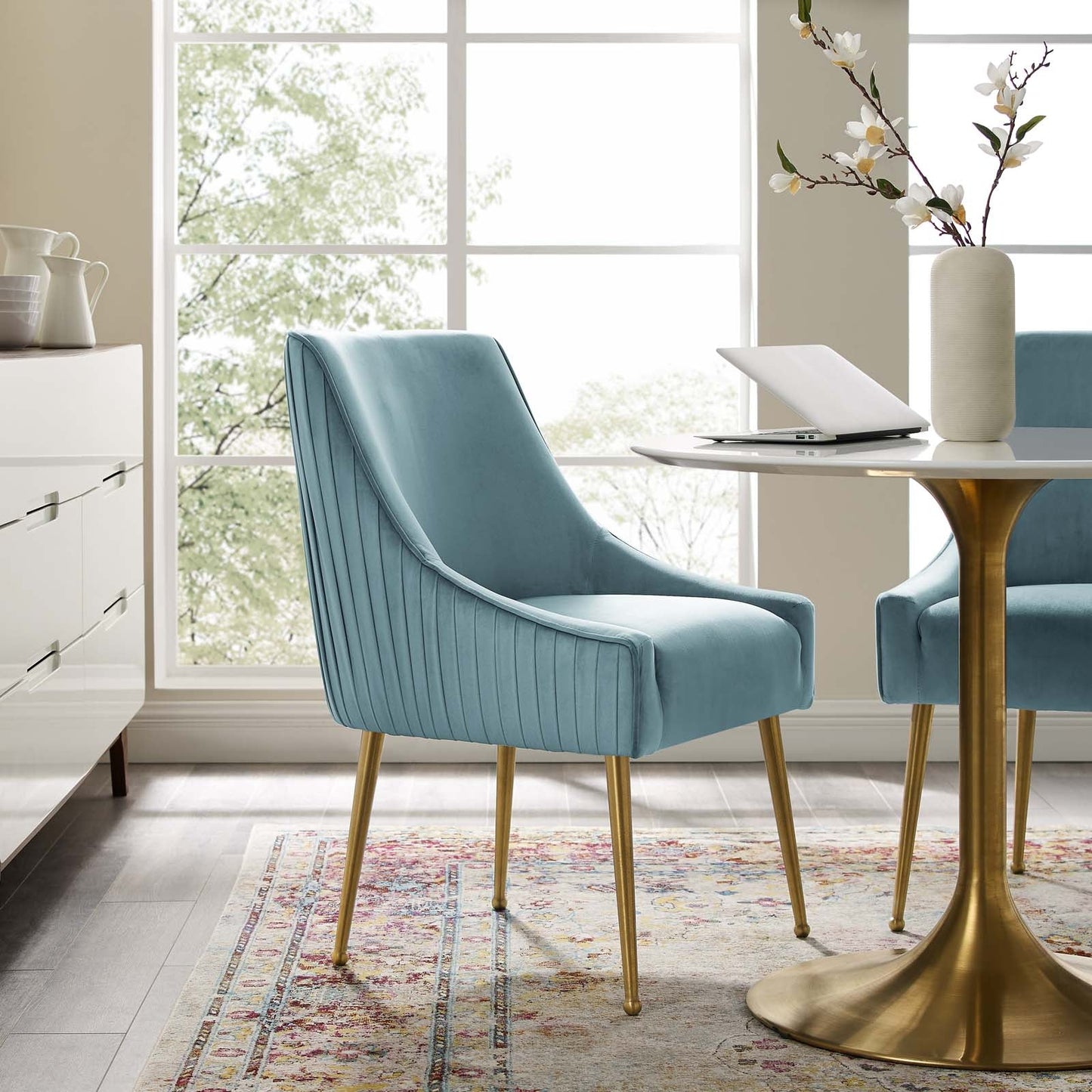 Modway Discern Pleated Back Upholstered Performance Velvet Dining Chair | Dining Chairs | 