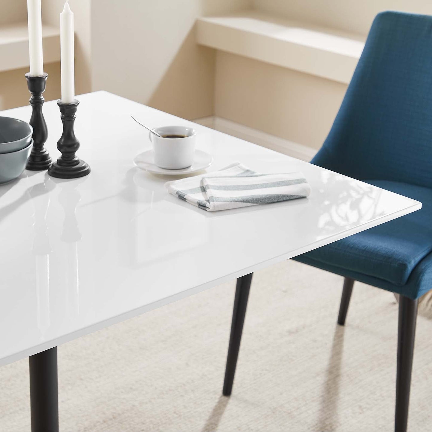 Modway Lippa 36" Square Wood Top Dining Table in White - EEI-3514