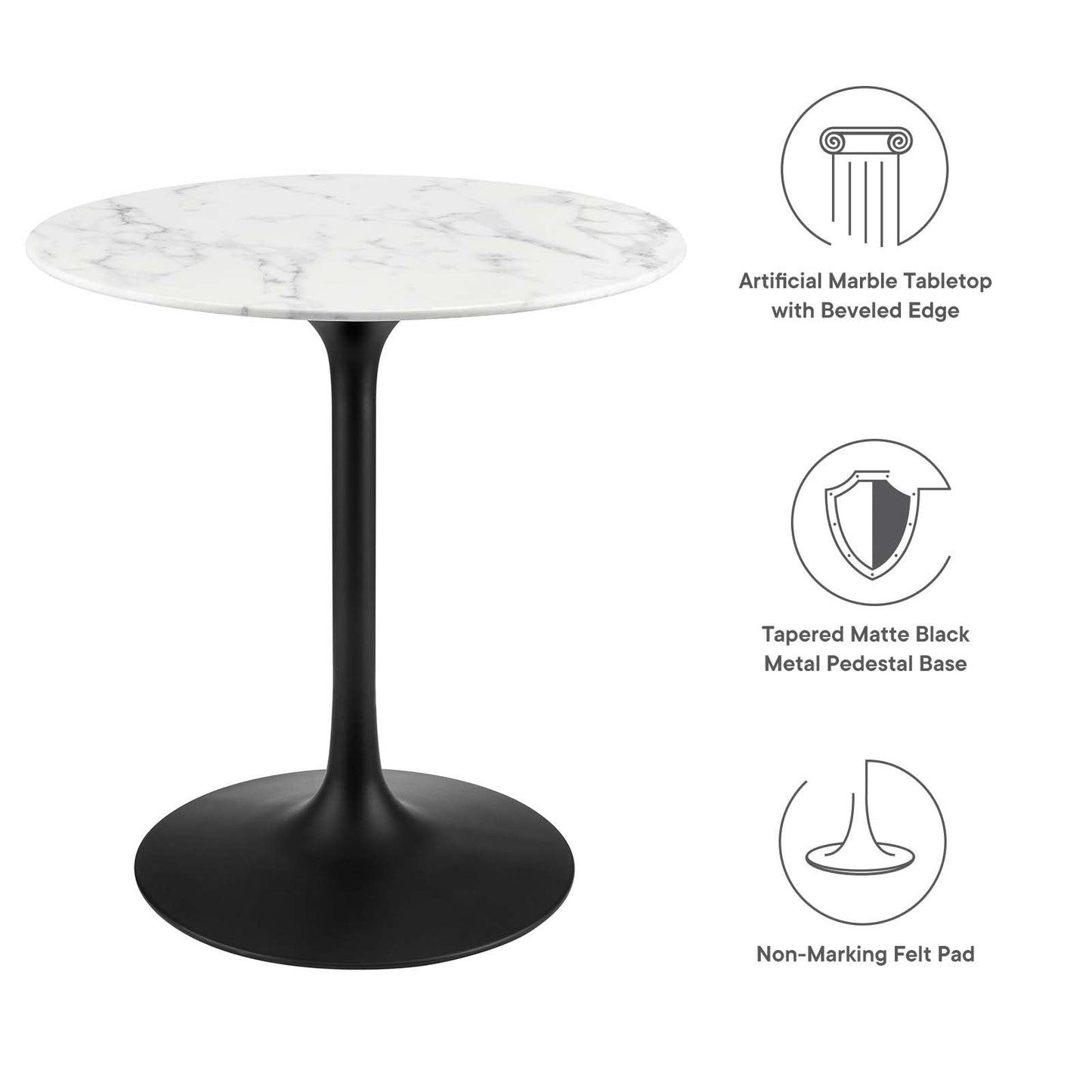 Modway Lippa 28" Round Artificial Marble Dining Table - EEI-3515