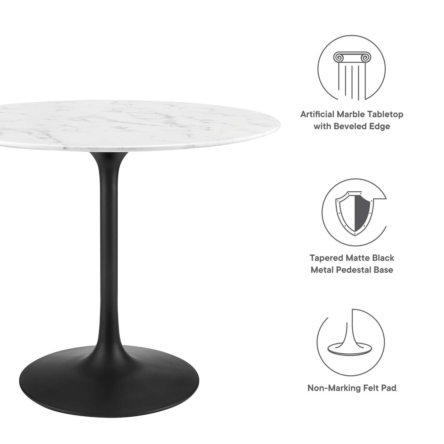 Modway Lippa 36" Round Artificial Marble Dining Table - EEI-3516