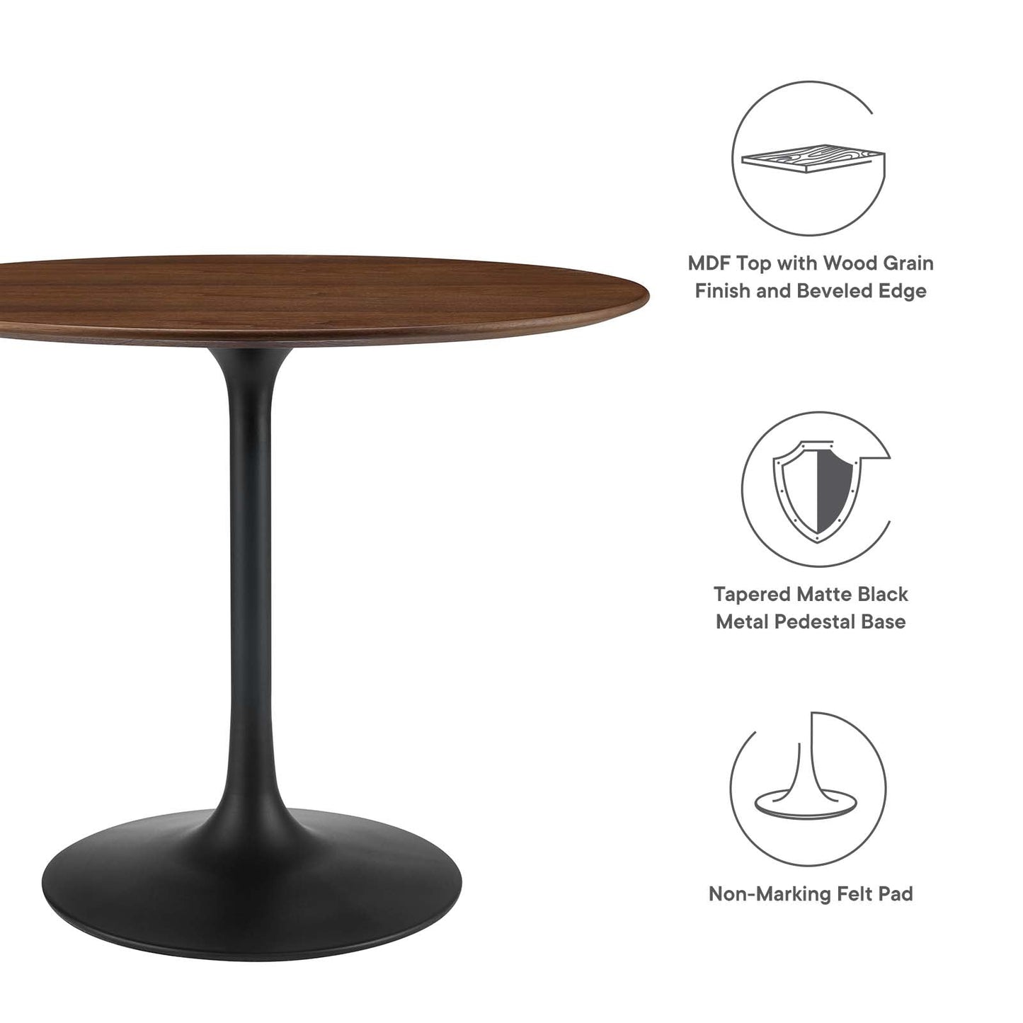 Modway Lippa 36" Round Walnut Dining Table - EEI-3519