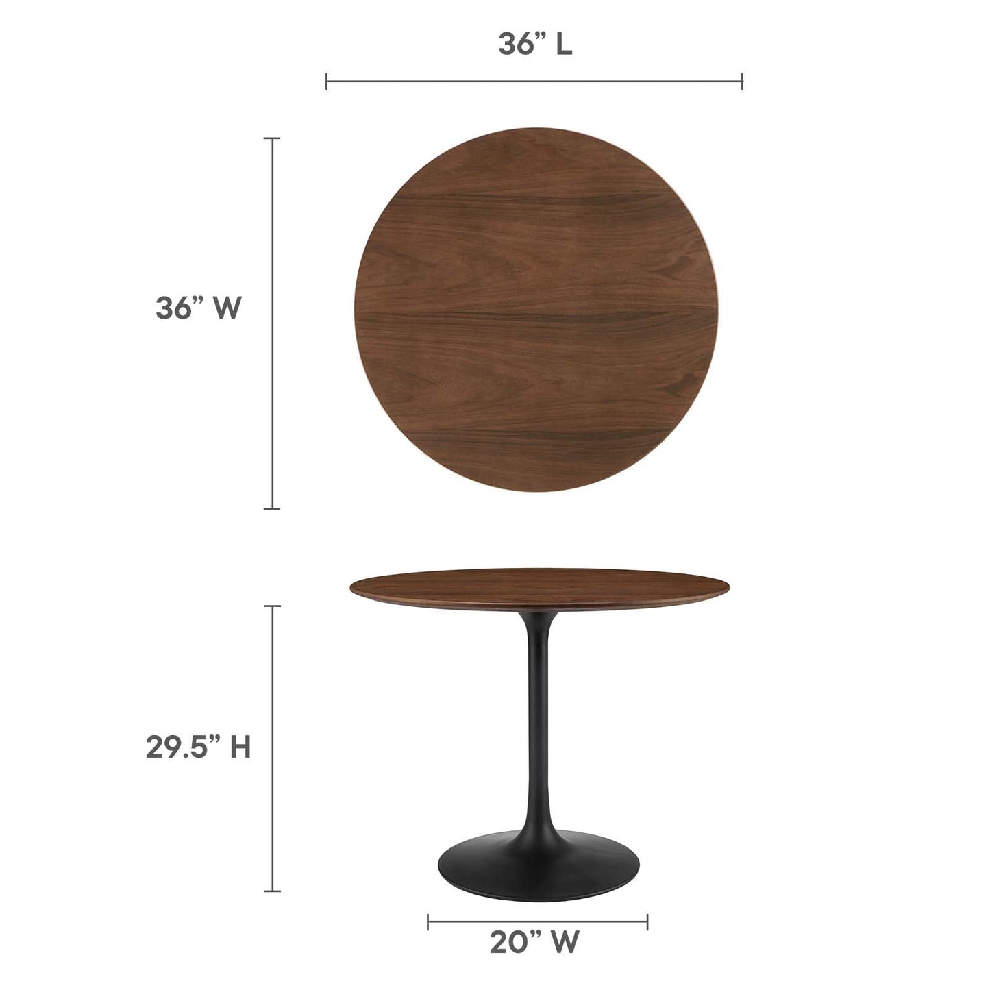 Modway Lippa 36" Round Walnut Dining Table - EEI-3519