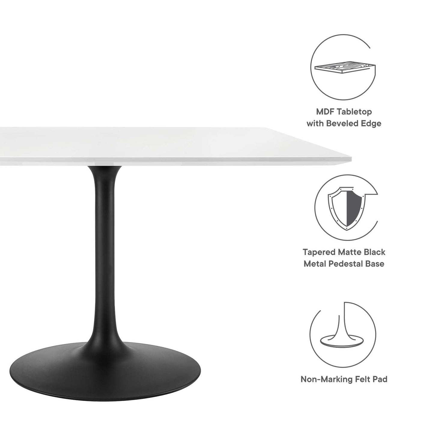 Modway Lippa 47" Square Wood Top Dining Table-EEI-3525 - EEI-3525
