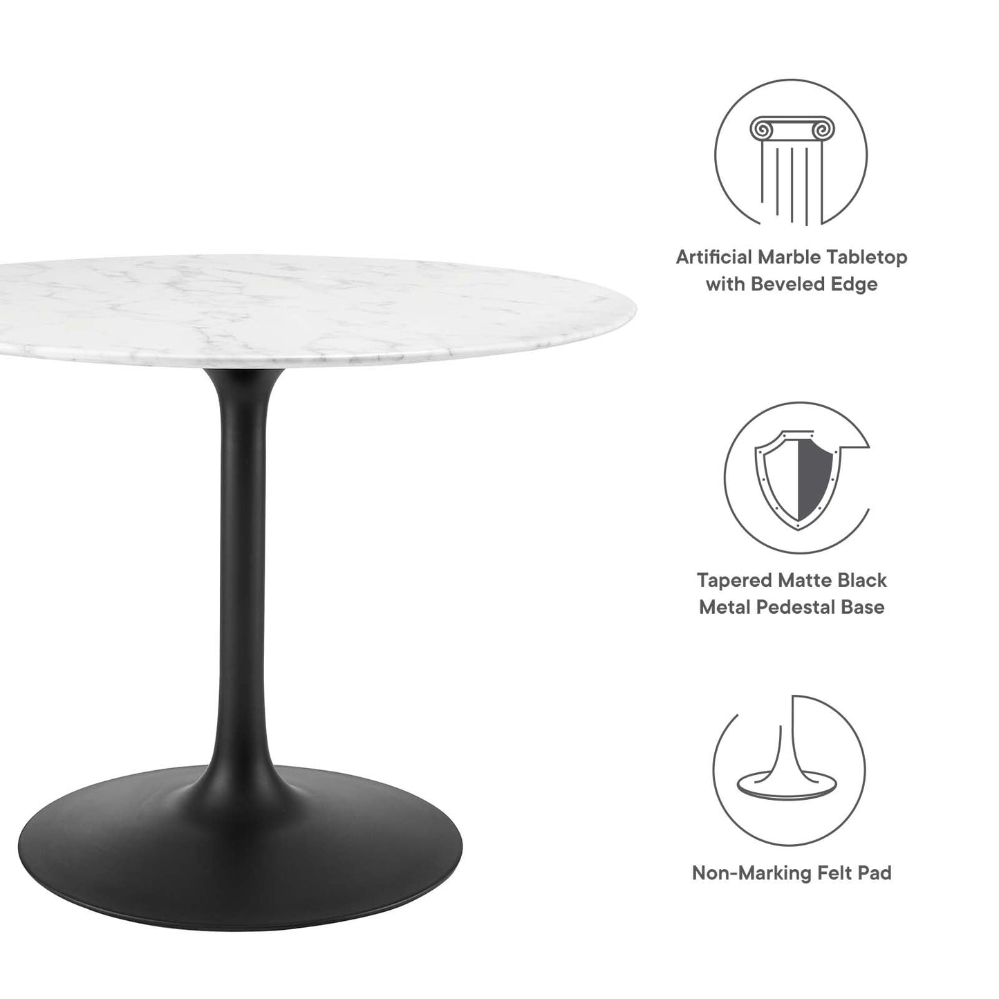 Modway Lippa 40" Round Artificial Marble Dining Table-EEI-3526 - EEI-3526