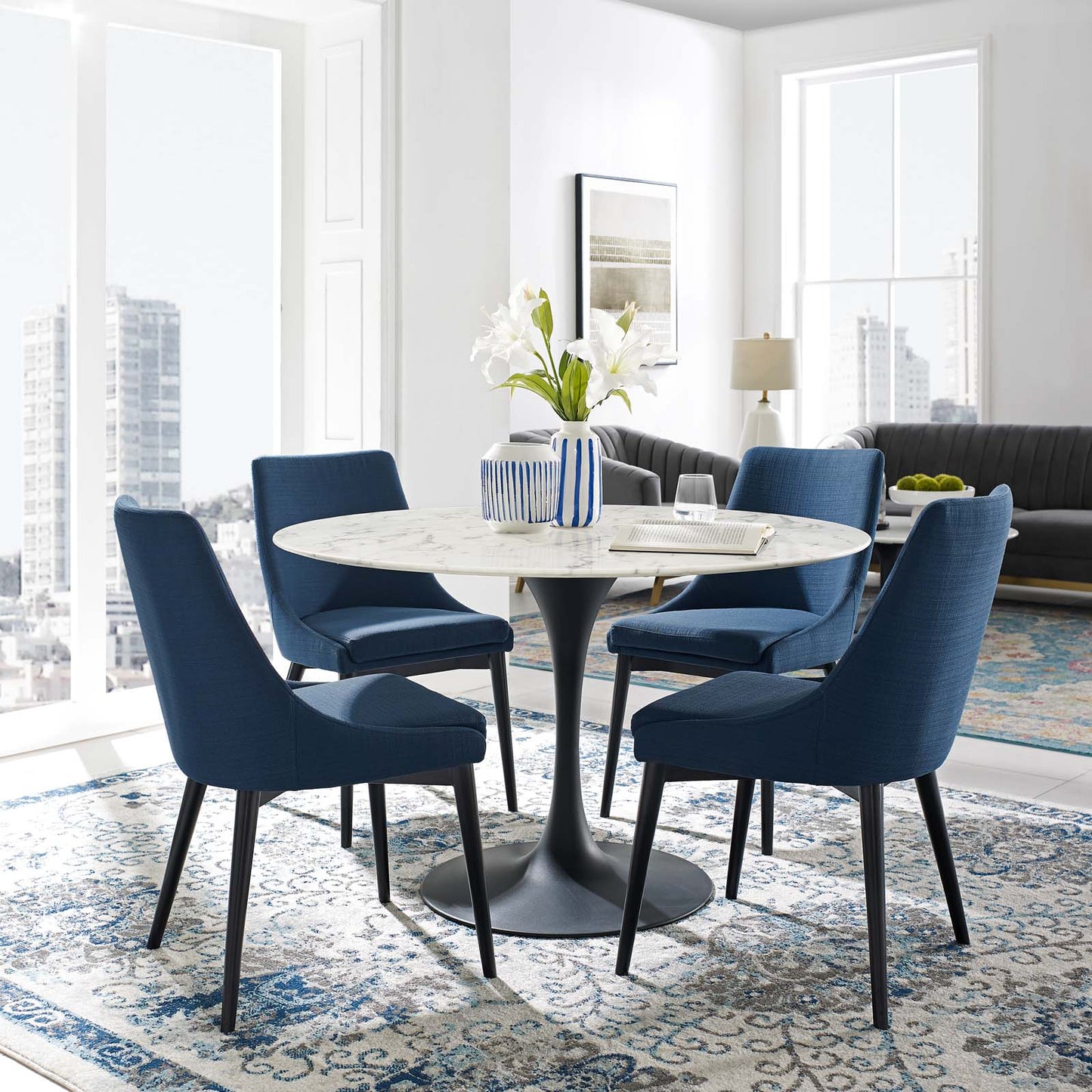 Modway Lippa 47" Round Artificial Marble Dining Table-EEI-3527 | Dining Tables | Modishstore-4