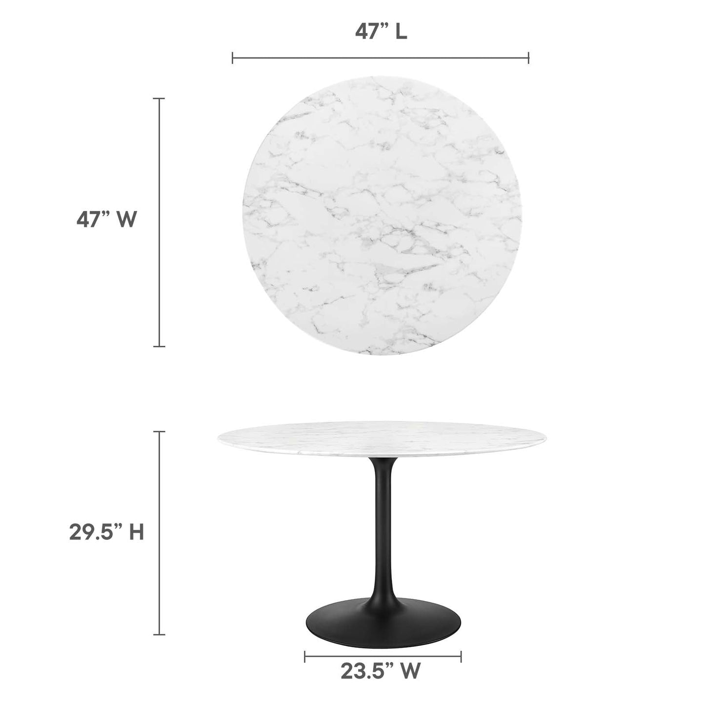 Modway Lippa 47" Round Artificial Marble Dining Table-EEI-3527 - EEI-3527