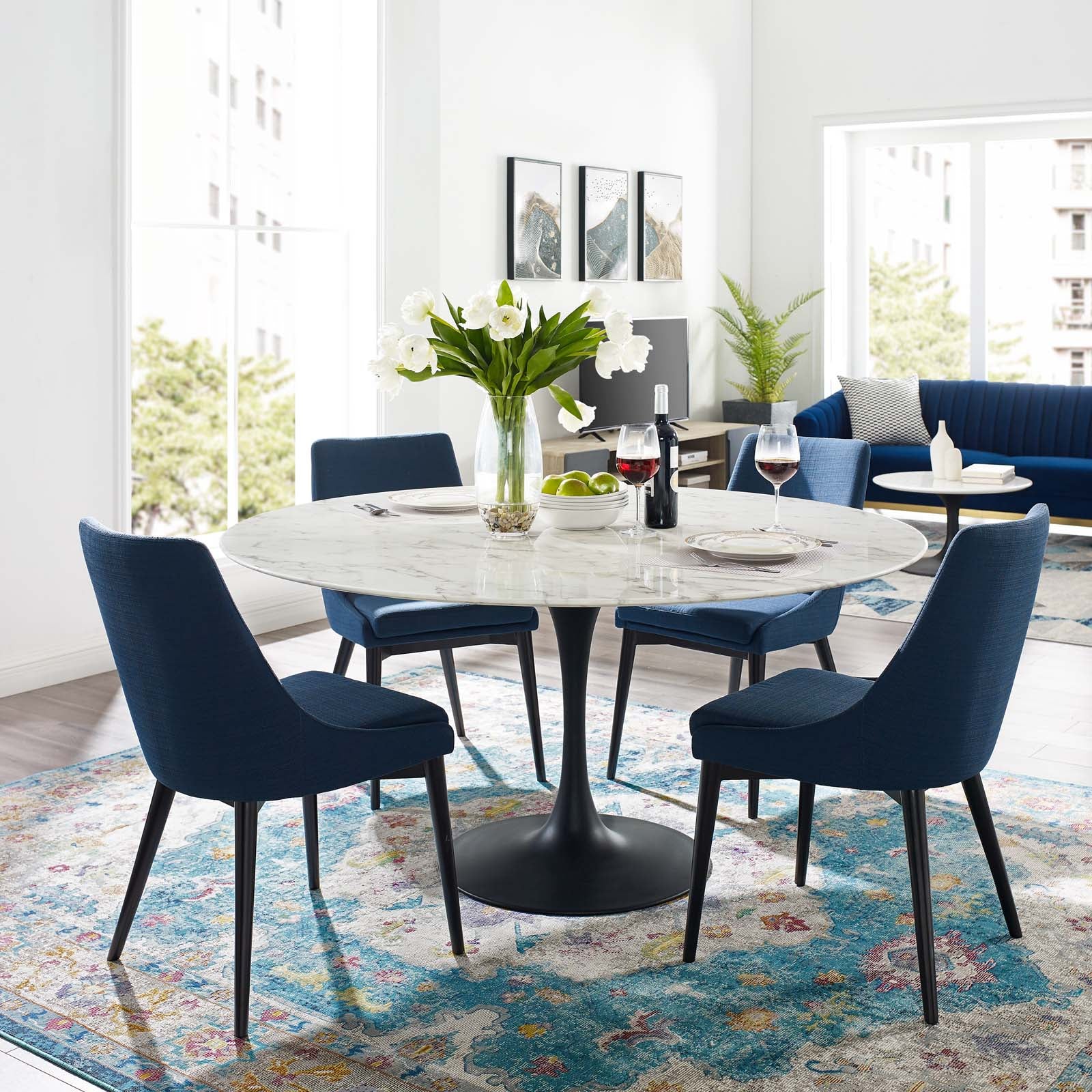 Modway Lippa 54" Round Artificial Marble Dining Table | Dining Tables | Modishstore