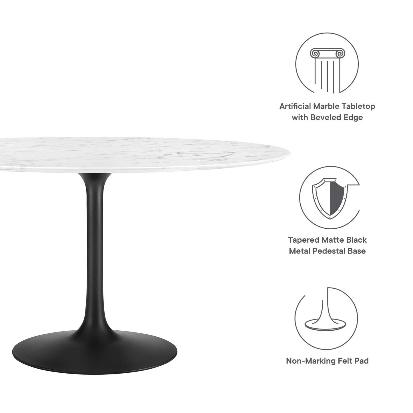 Modway Lippa 54" Round Artificial Marble Dining Table - EEI-3528