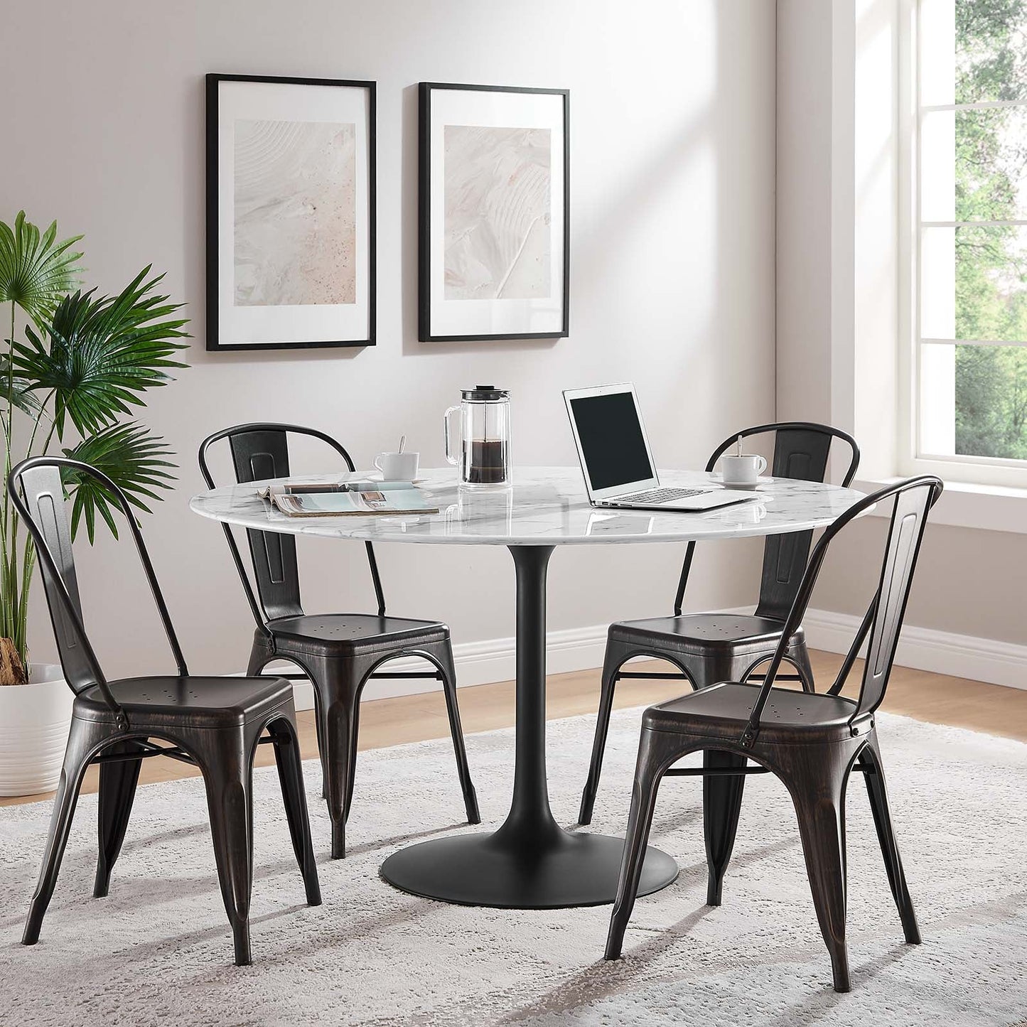 Modway Lippa 54" Round Artificial Marble Dining Table - EEI-3528