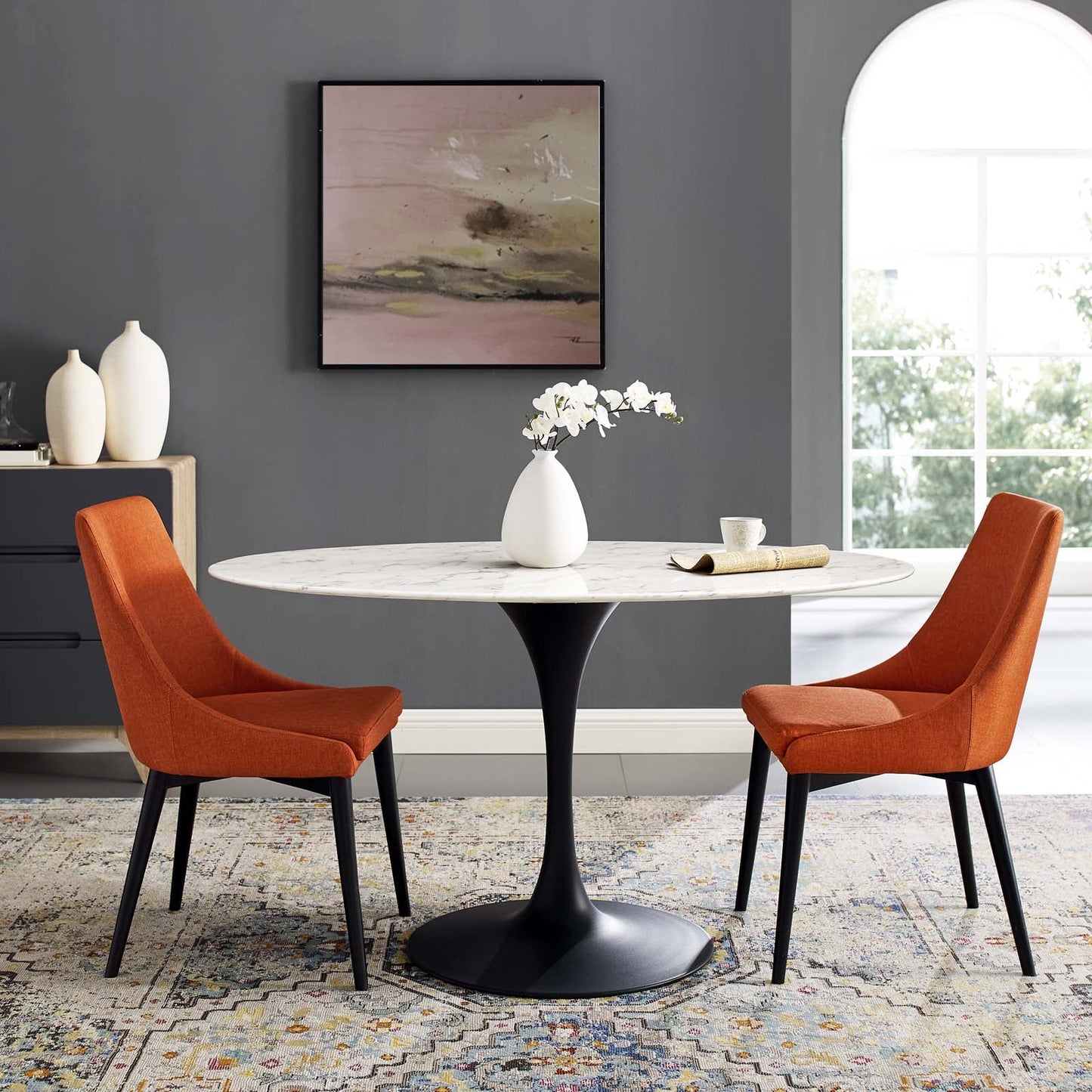 Modway Lippa 54" Oval Artificial Marble Dining Table | Dining Tables | Modishstore-3