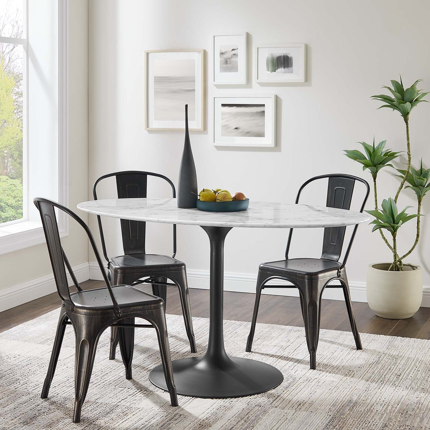 Modway Lippa 54" Oval Artificial Marble Dining Table - EEI-3530