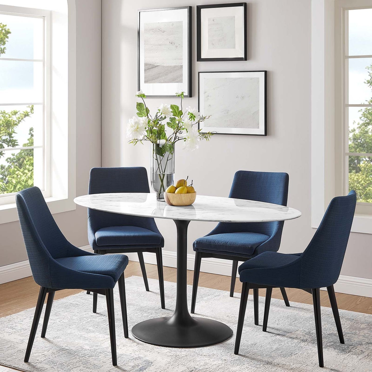 Modway Lippa 60" Oval Artificial Marble Dining Table - EEI-3531