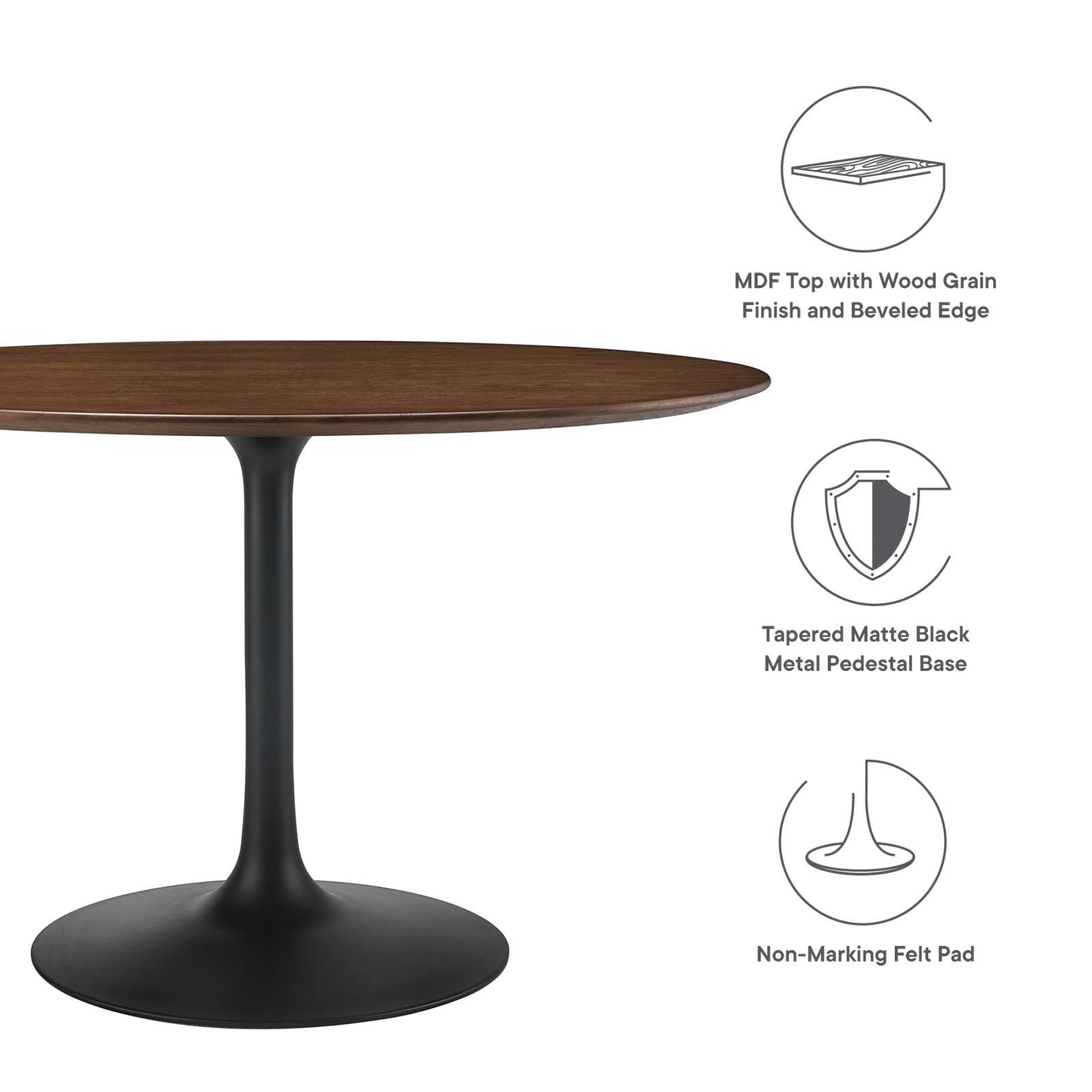 Modway Lippa 47" Round Walnut Dining Table - EEI-3532