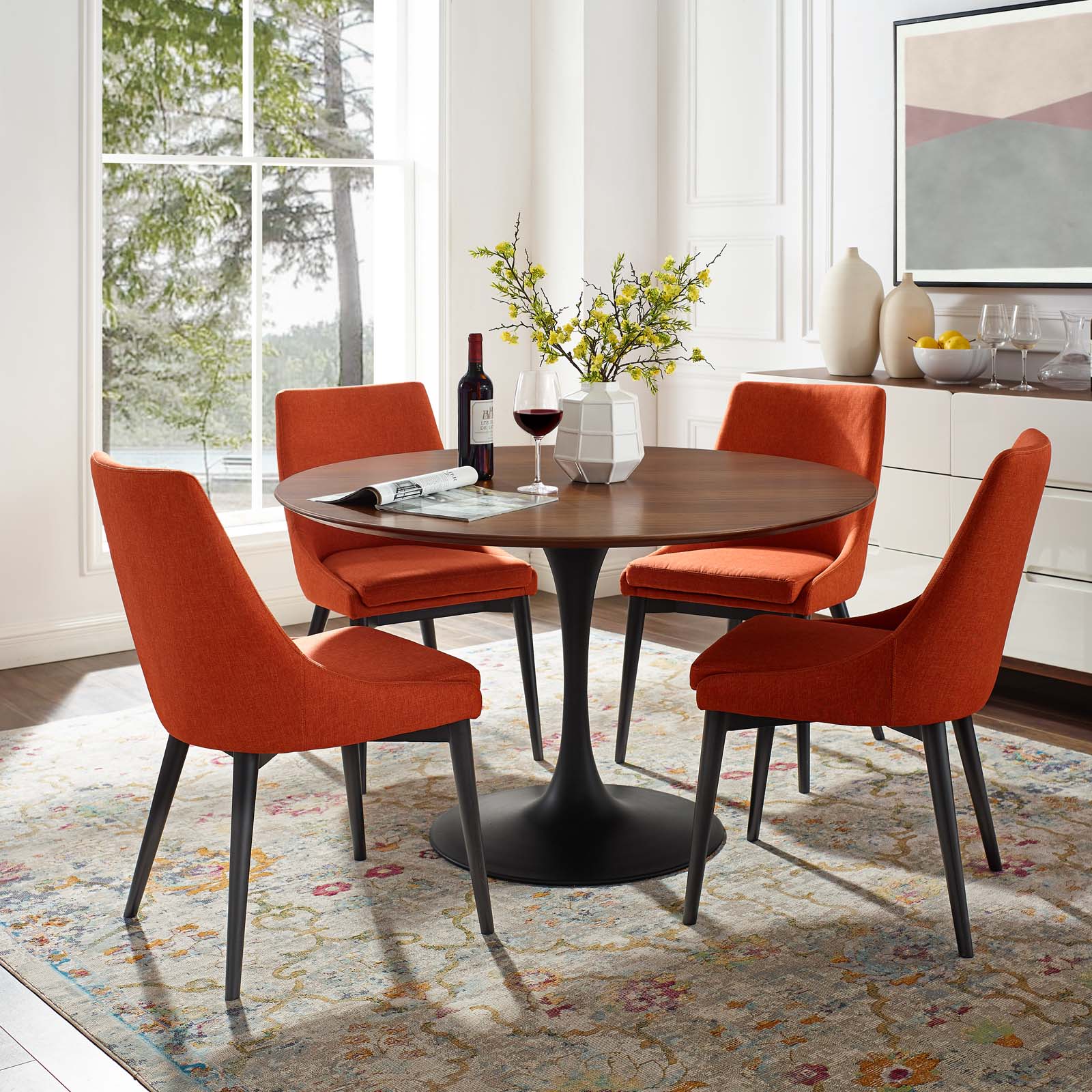 Modway Lippa 47" Round Walnut Dining Table | Dining Tables | Modishstore