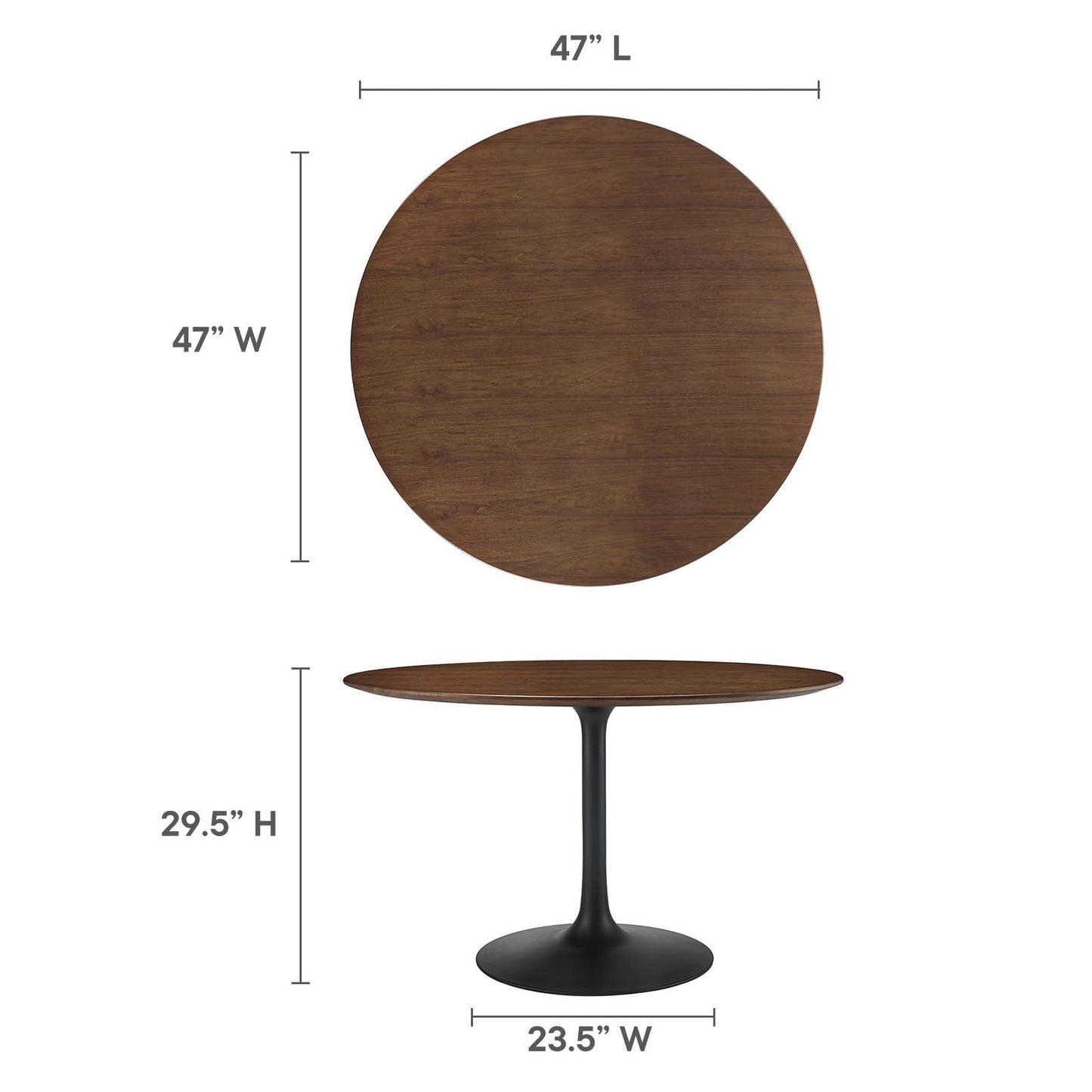 Modway Lippa 47" Round Walnut Dining Table - EEI-3532