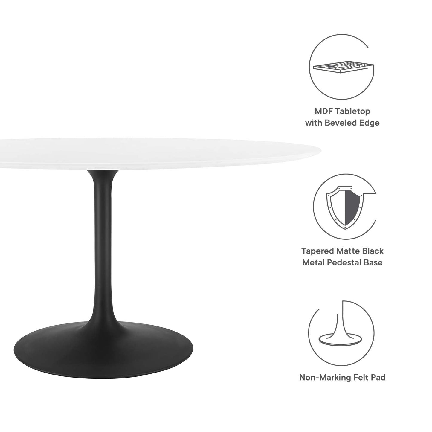 Modway Lippa 60" Oval Wood Top Dining Table - EEI-3539