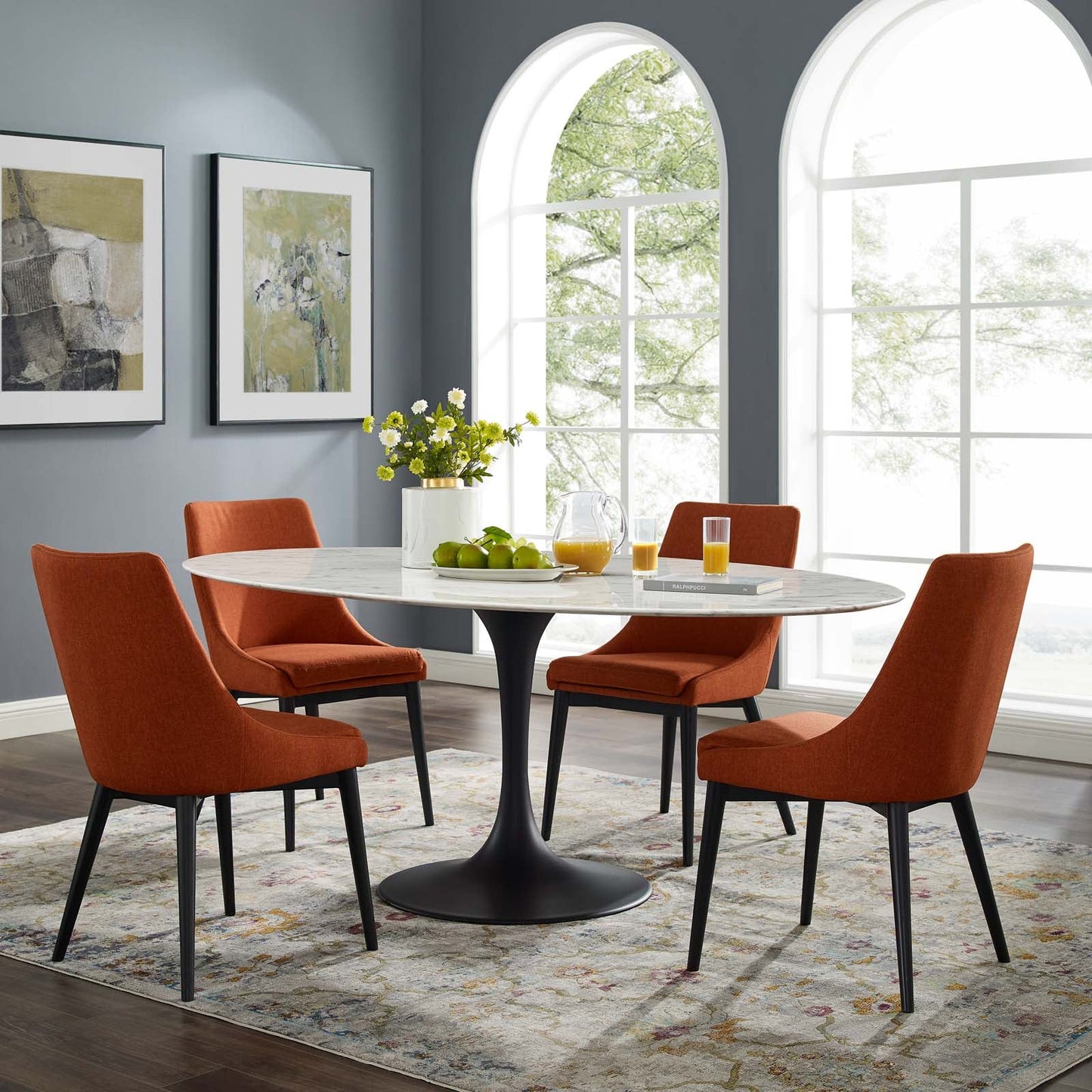 Modway Lippa 78" Oval Artificial Marble Dining Table | Dining Tables | Modishstore-3