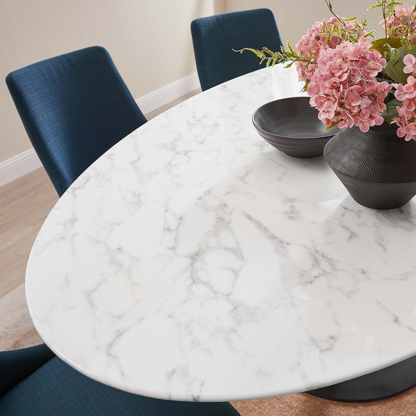 Modway Lippa 78" Oval Artificial Marble Dining Table - EEI-3542