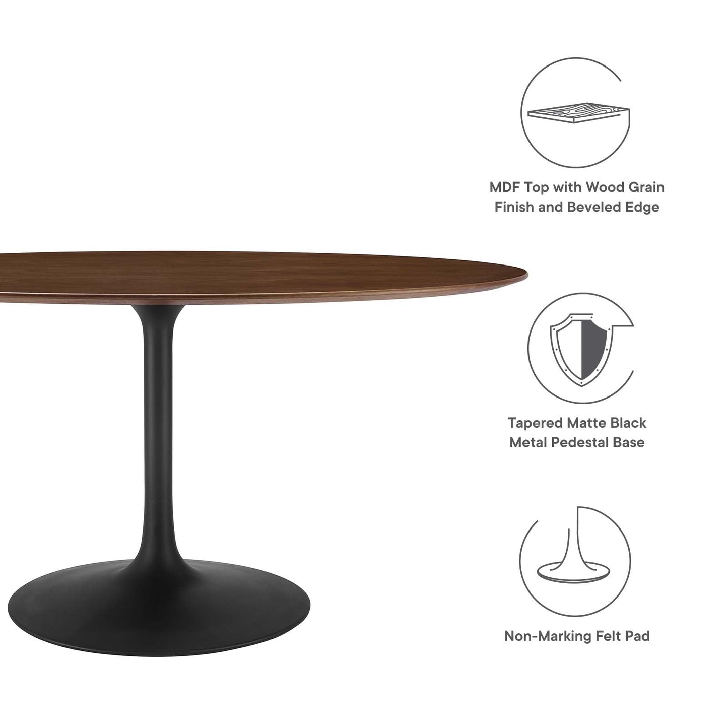 Modway Lippa 60" Oval Walnut Dining Table - EEI-3543