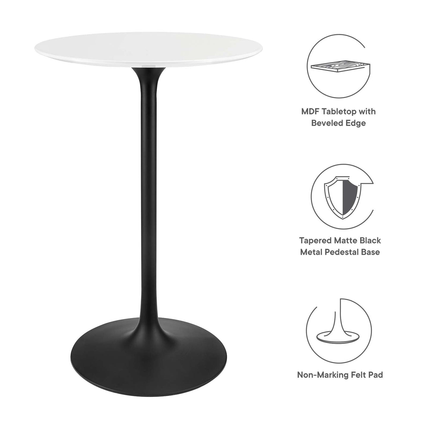 Modway Lippa 28" Round Wood Bar Table - EEI-3545