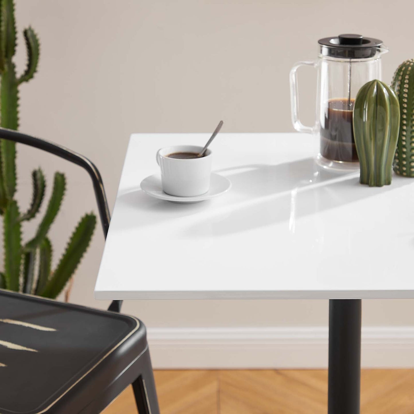 Modway Lippa 28" Square Wood Top Bar Table in White - EEI-3546