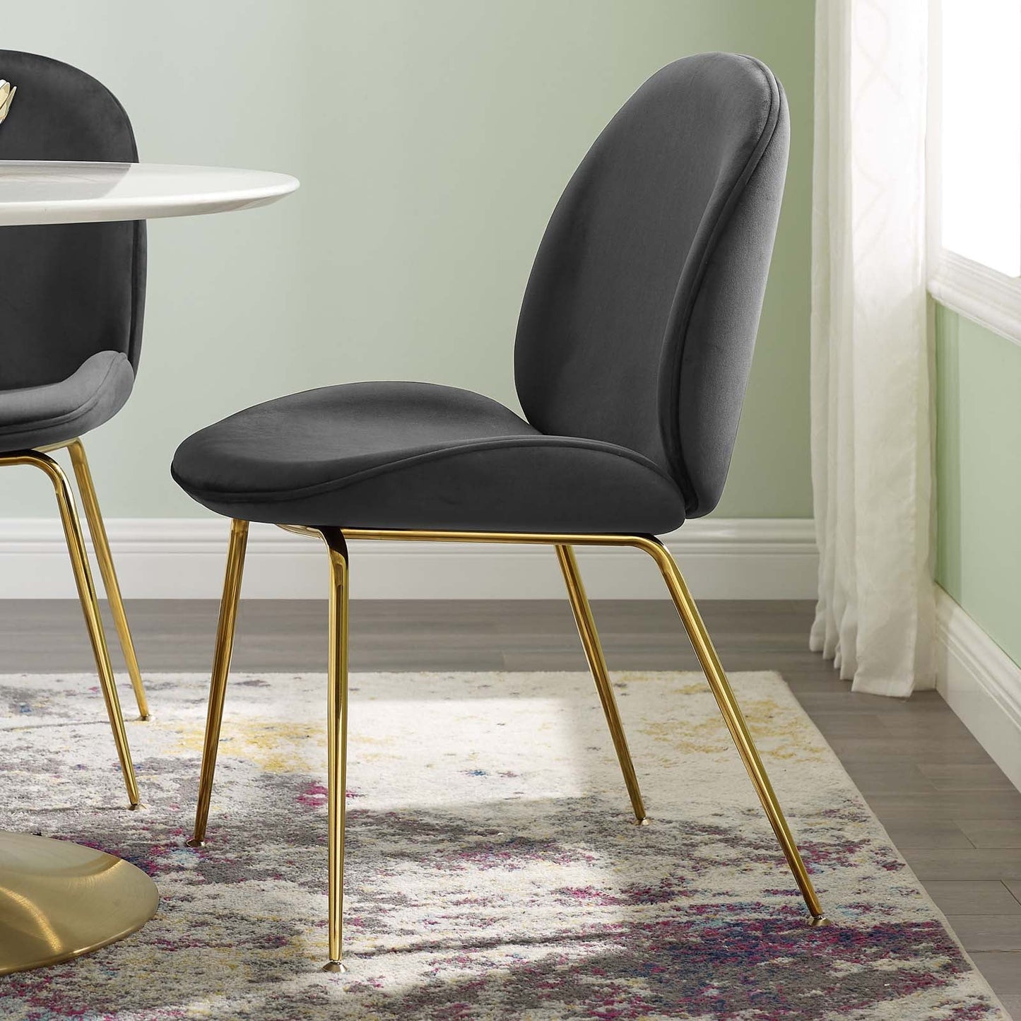 Modway Scoop Gold Stainless Steel Leg Performance Velvet Dining Chair | Dining Chairs | Modishstore