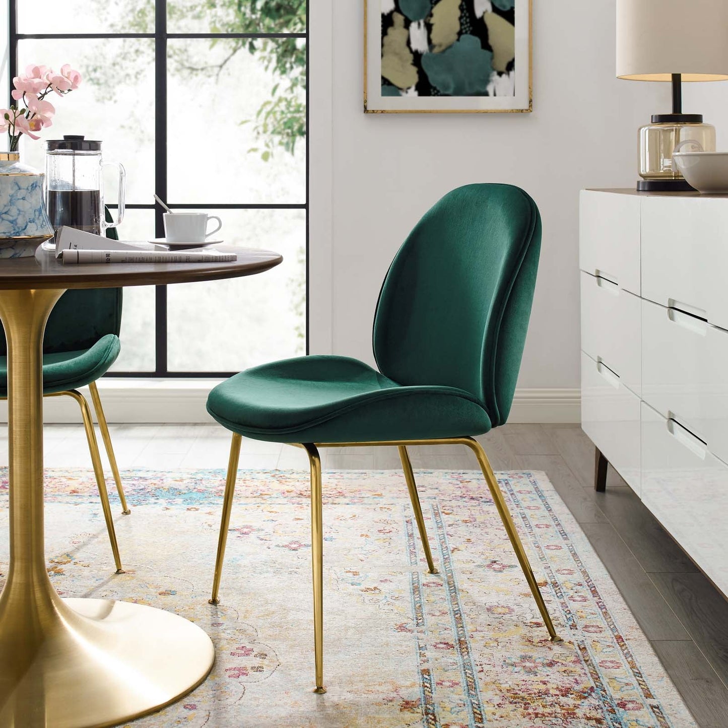 Modway Scoop Gold Stainless Steel Leg Performance Velvet Dining Chair | Dining Chairs | Modishstore-16