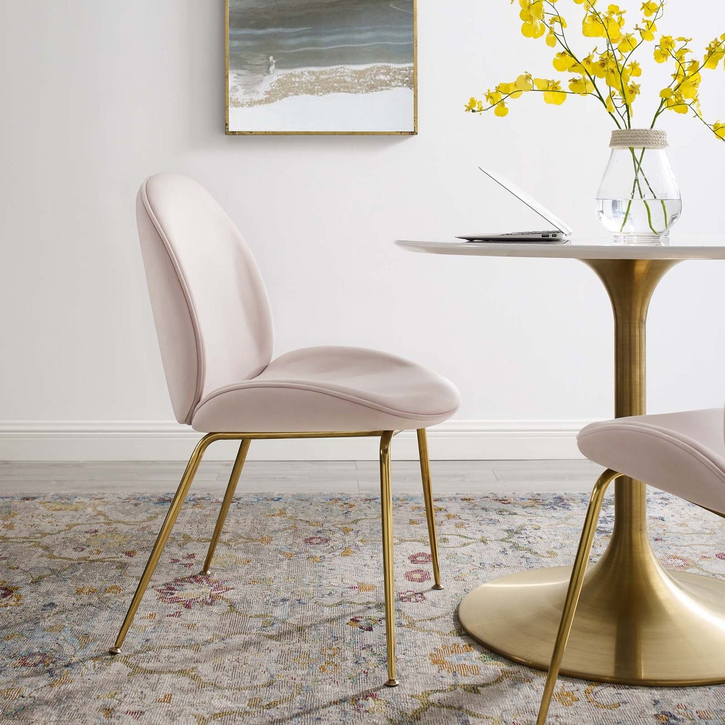 Modway Scoop Gold Stainless Steel Leg Performance Velvet Dining Chair | Dining Chairs | Modishstore-37