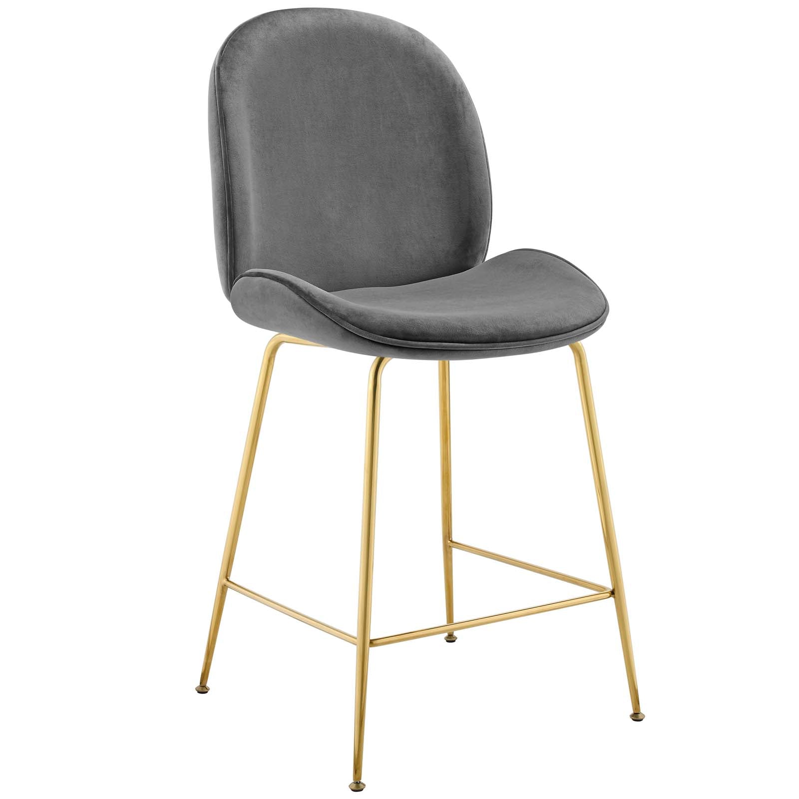 Modway Scoop Gold Stainless Steel Leg Performance Velvet Counter Stool | Counter Stools | Modishstore-7