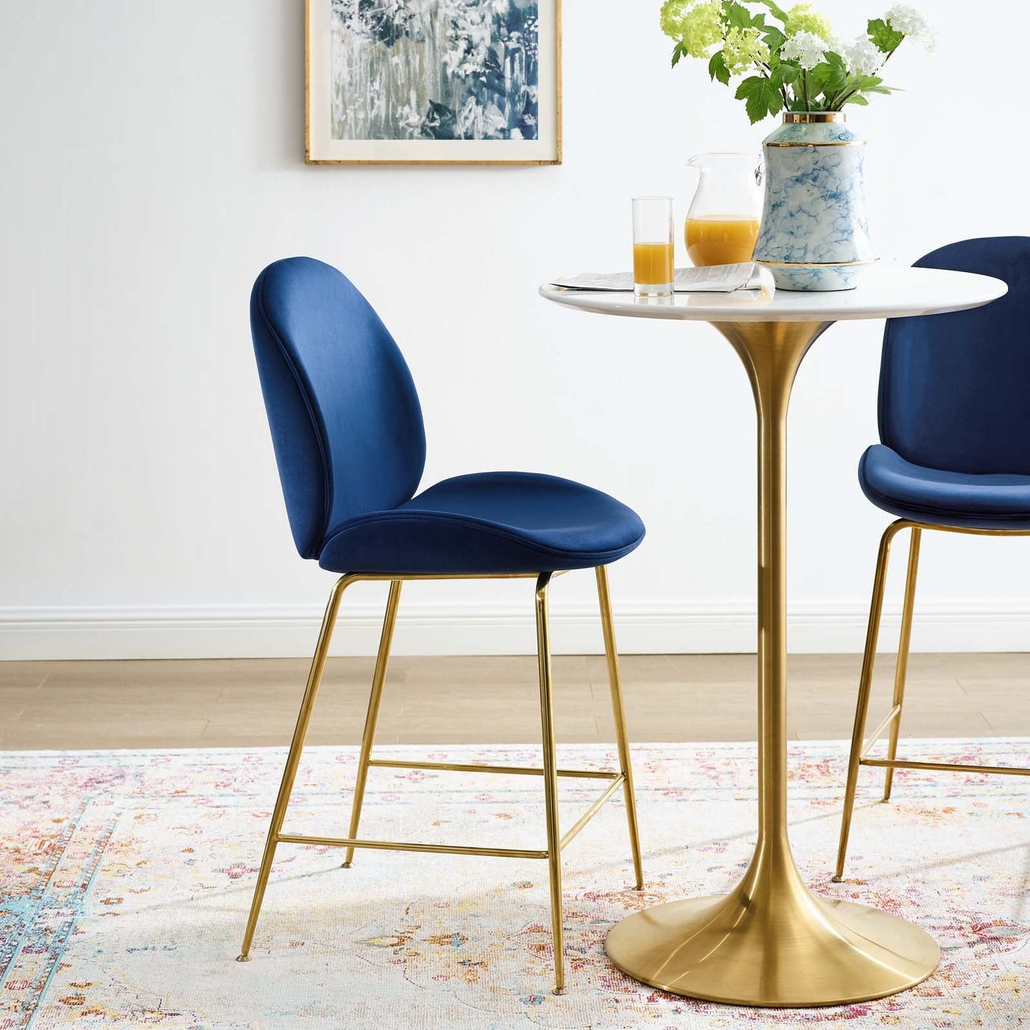 Modway Scoop Gold Stainless Steel Leg Performance Velvet Counter Stool | Counter Stools | Modishstore-14