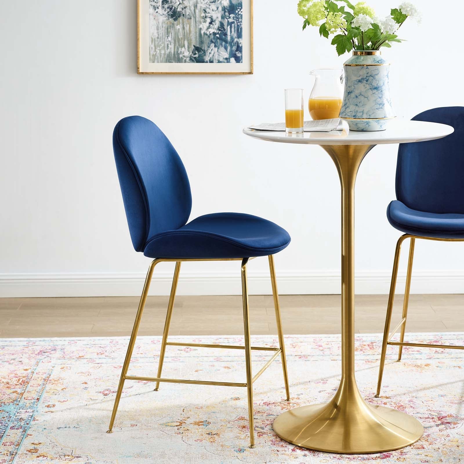 Modway Scoop Gold Stainless Steel Leg Performance Velvet Counter Stool | Counter Stools | Modishstore-14