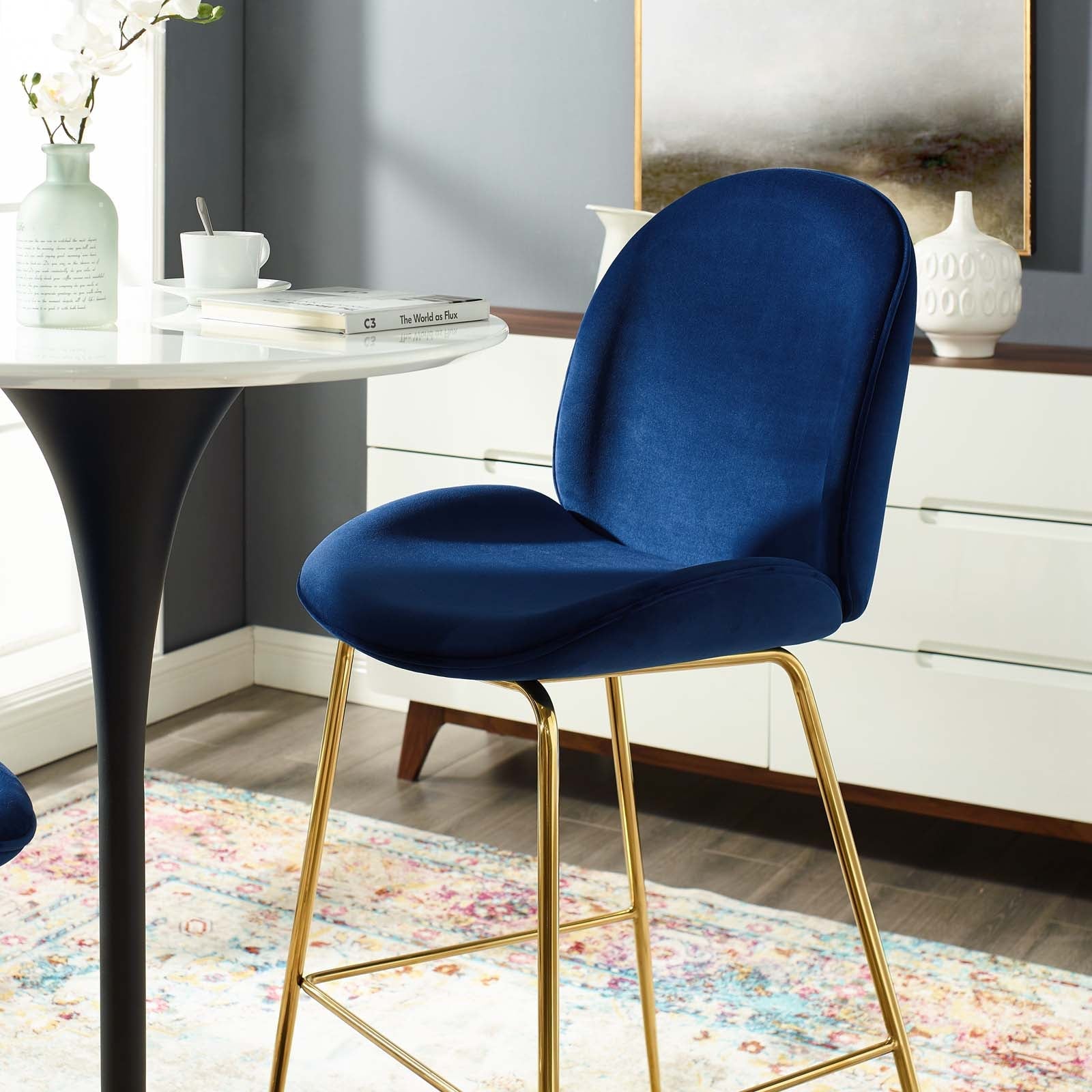 Modway Scoop Gold Stainless Steel Leg Performance Velvet Bar Stool | Bar Stools | Modishstore-23