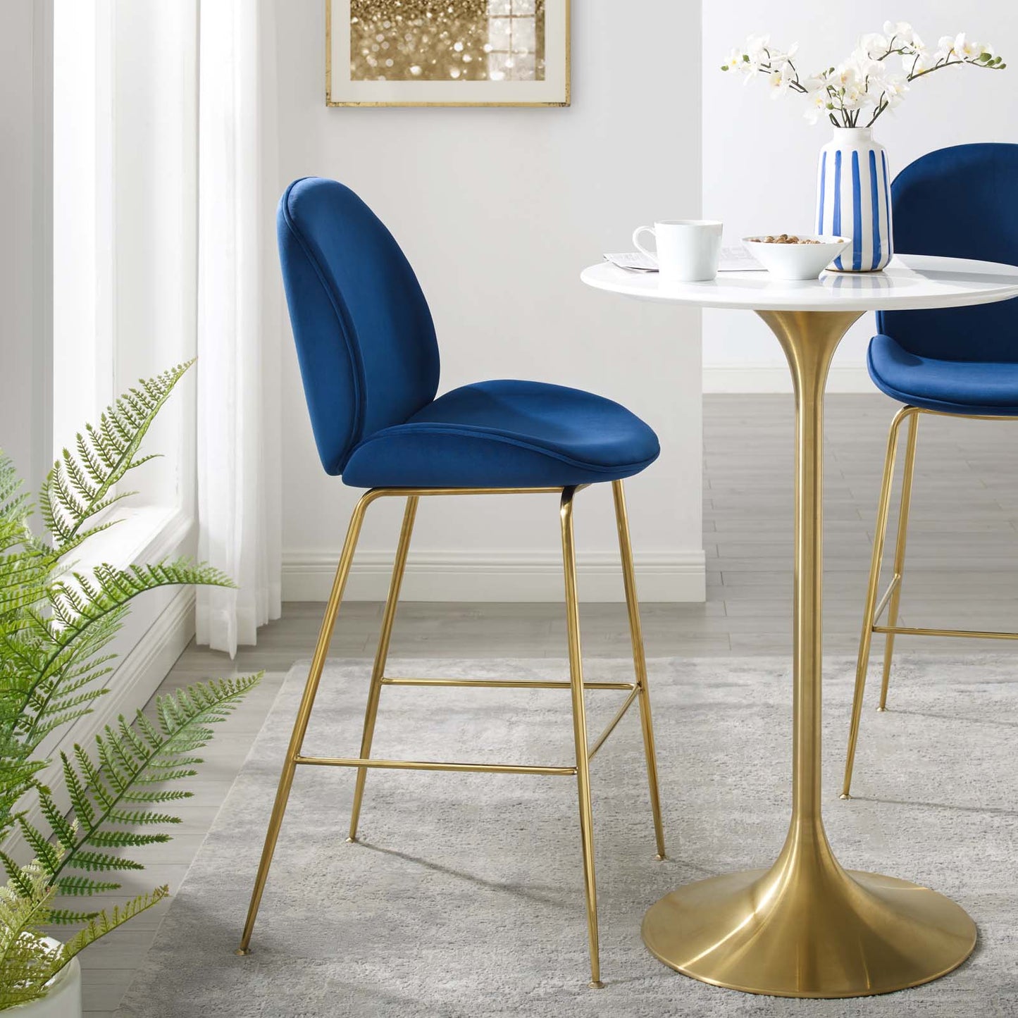 Modway Scoop Gold Stainless Steel Leg Performance Velvet Bar Stool | Bar Stools | Modishstore-14