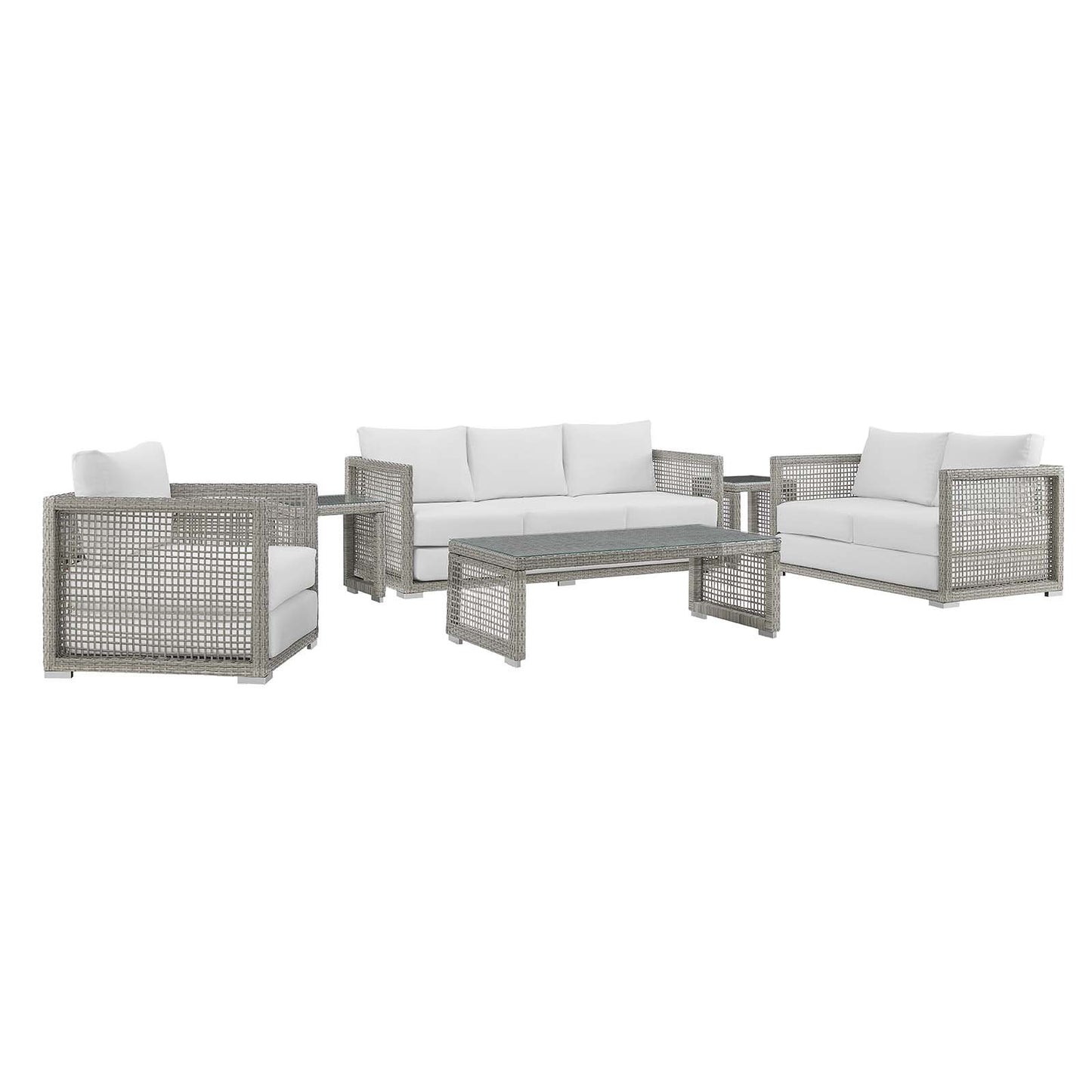 Modway Aura 6 Piece Outdoor Patio Wicker Rattan Set
