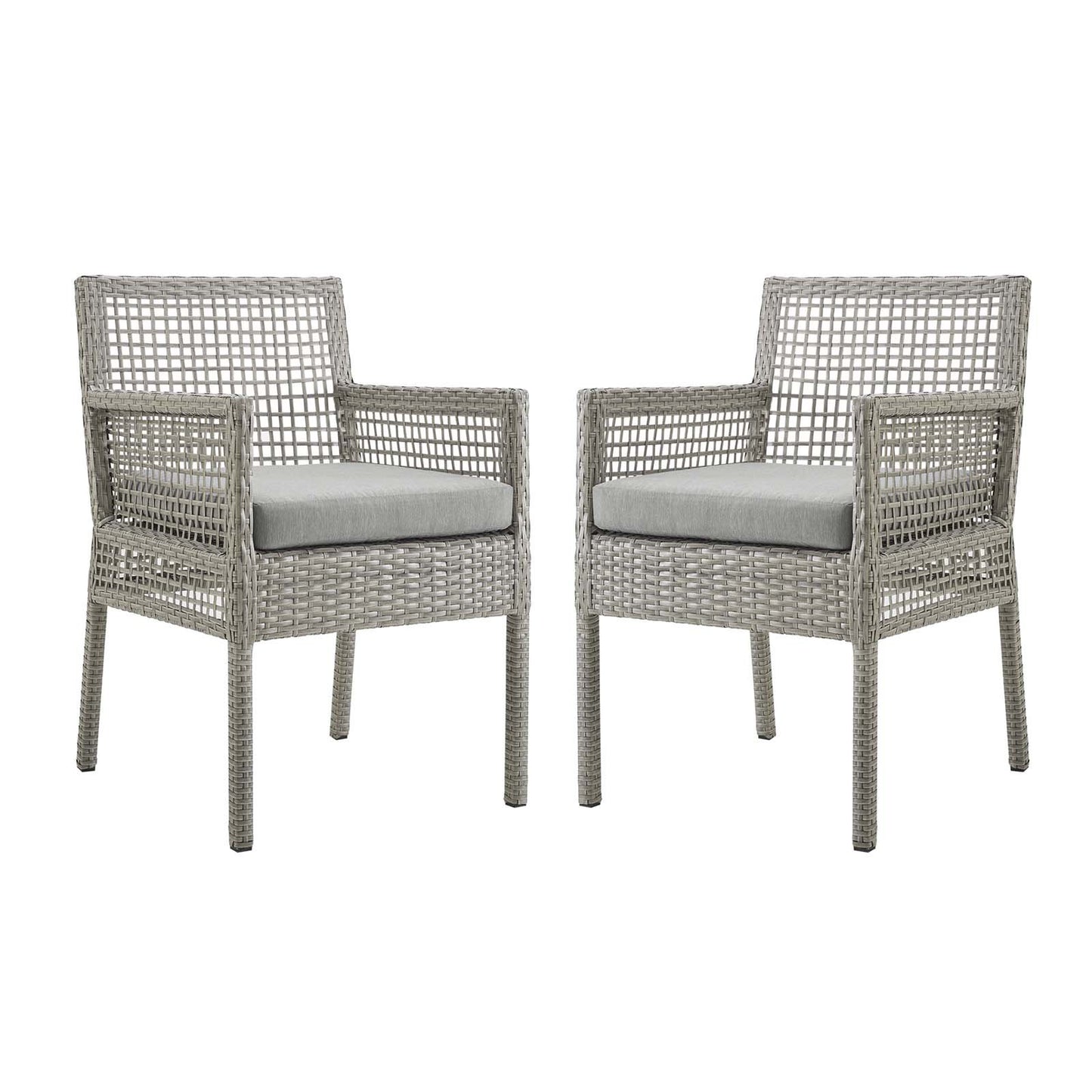 Modway Aura Dining Armchair Outdoor Patio Wicker Rattan Set of 2