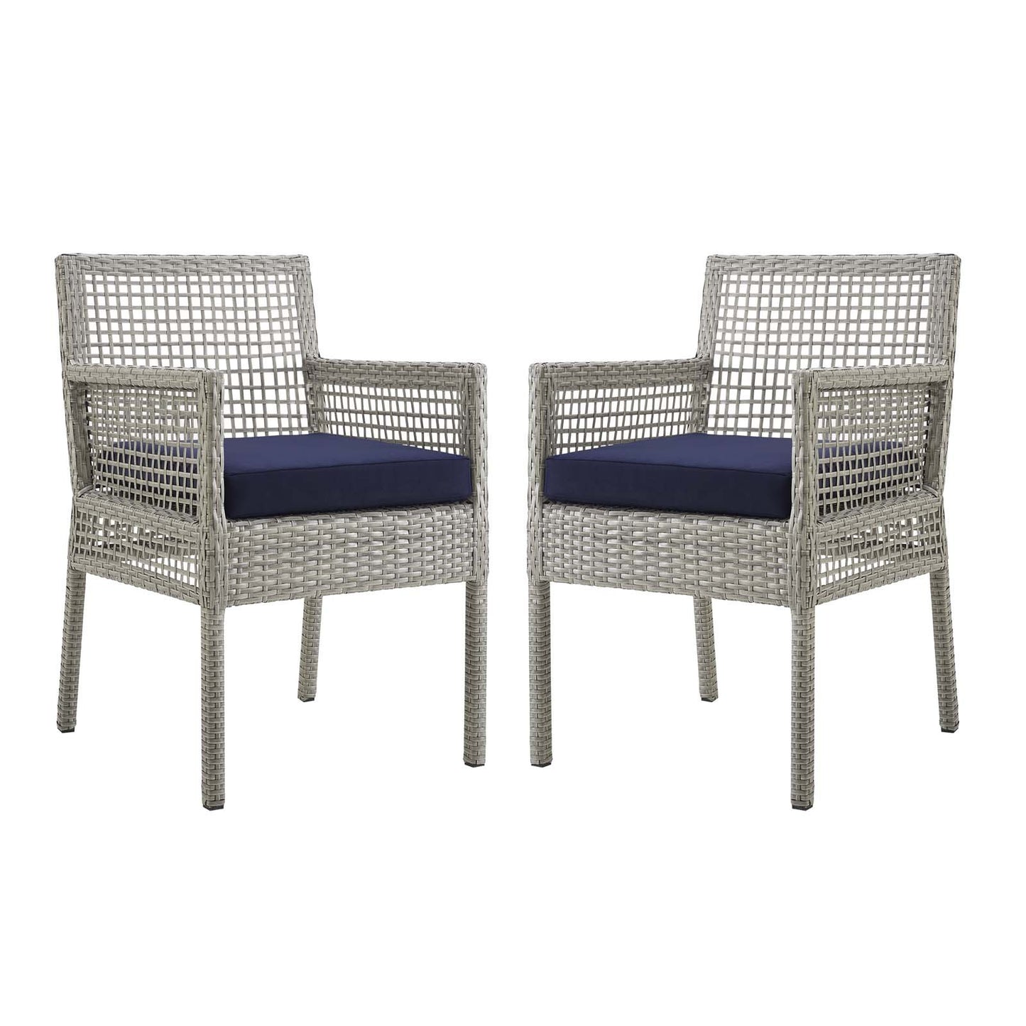 Modway Aura Dining Armchair Outdoor Patio Wicker Rattan Set of 2
